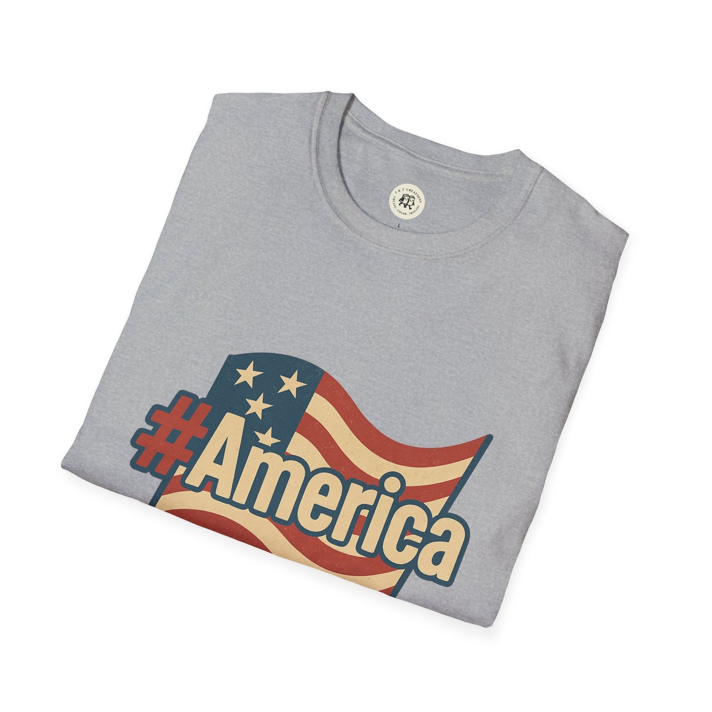Fourth of July America T-Shirt with Flag Design