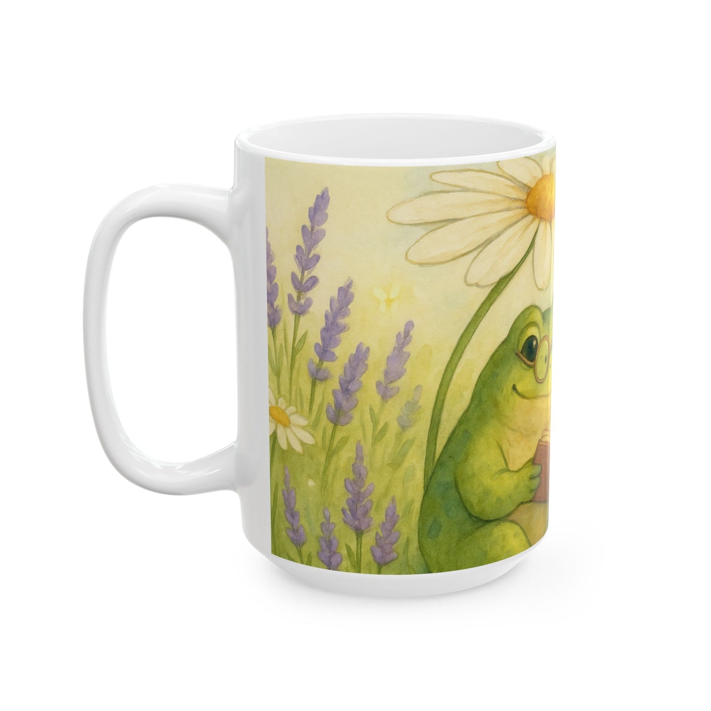 Whimsical Frog Reading Ceramic Mug - Perfect for Nature Lovers, Gift for Teachers, Cozy Mornings, Springtime, Eco-friendly