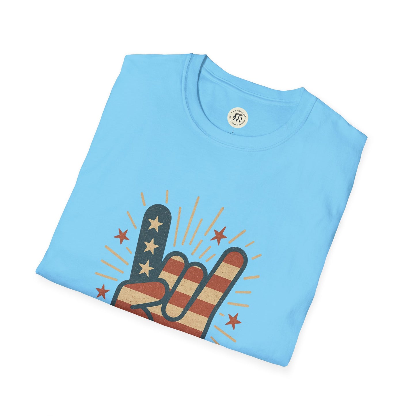 Patriotic Rock T-Shirt with American Flag Design