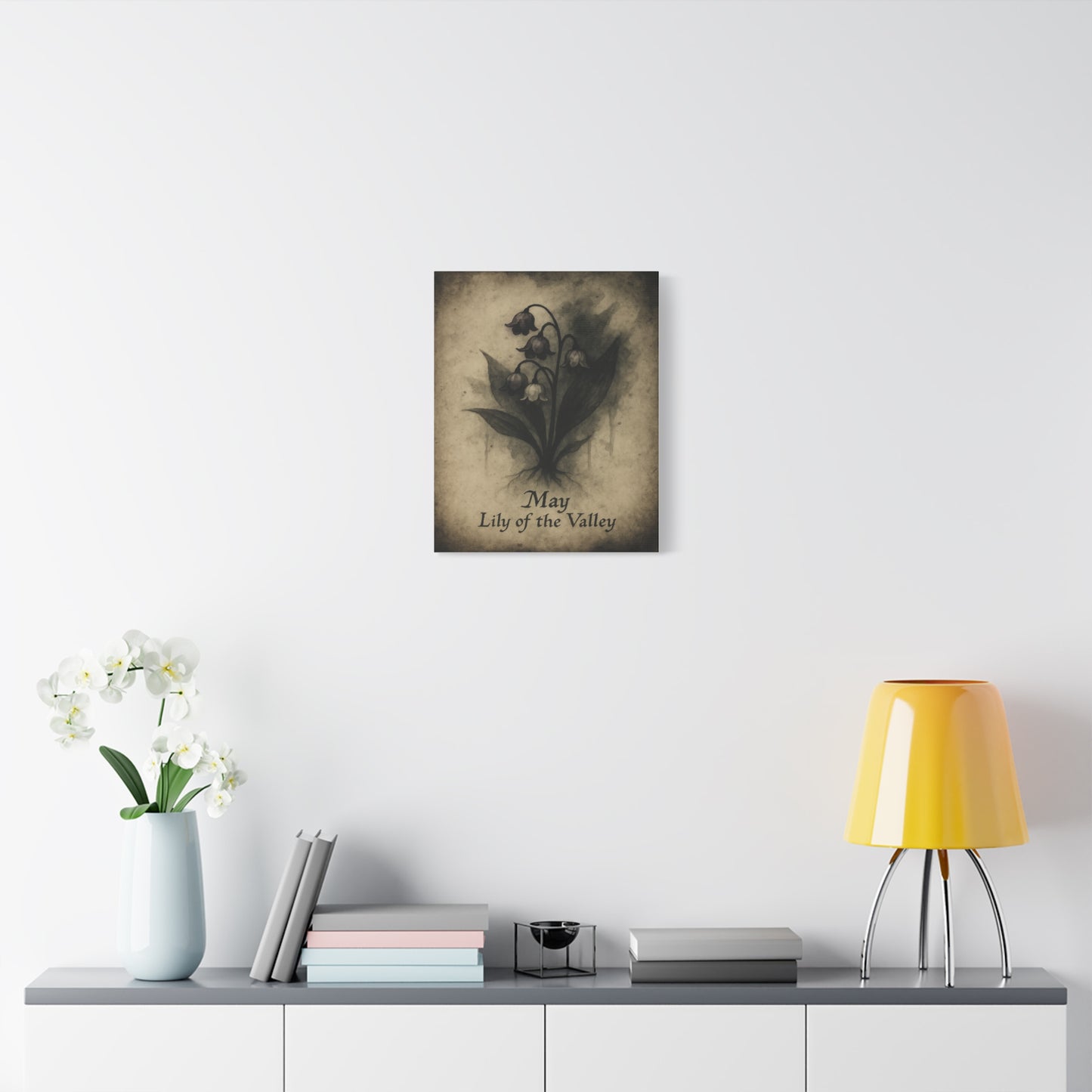Haunted May Birth Flower, Birthday Gift, Stretched Matte Decor, 25 Inch