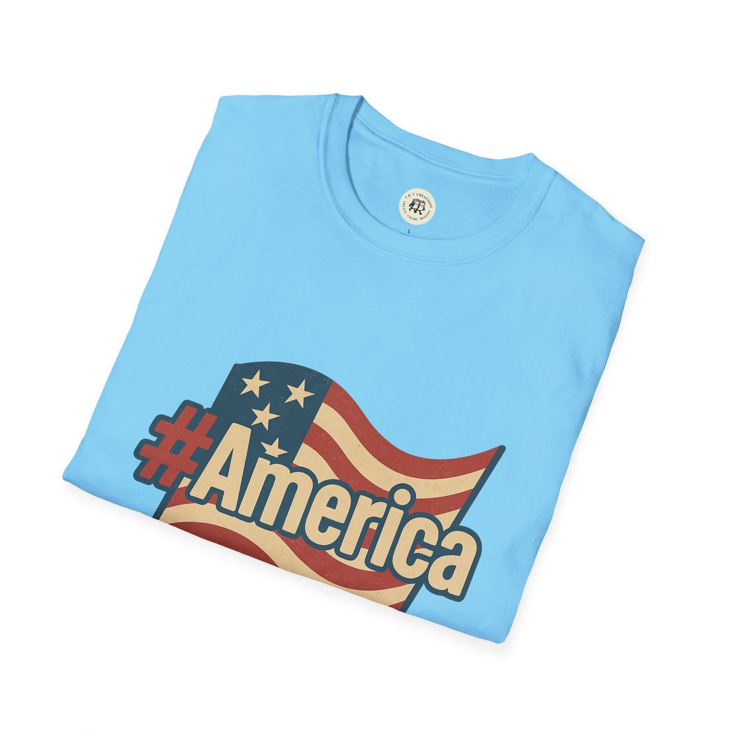 Fourth of July America T-Shirt with Flag Design