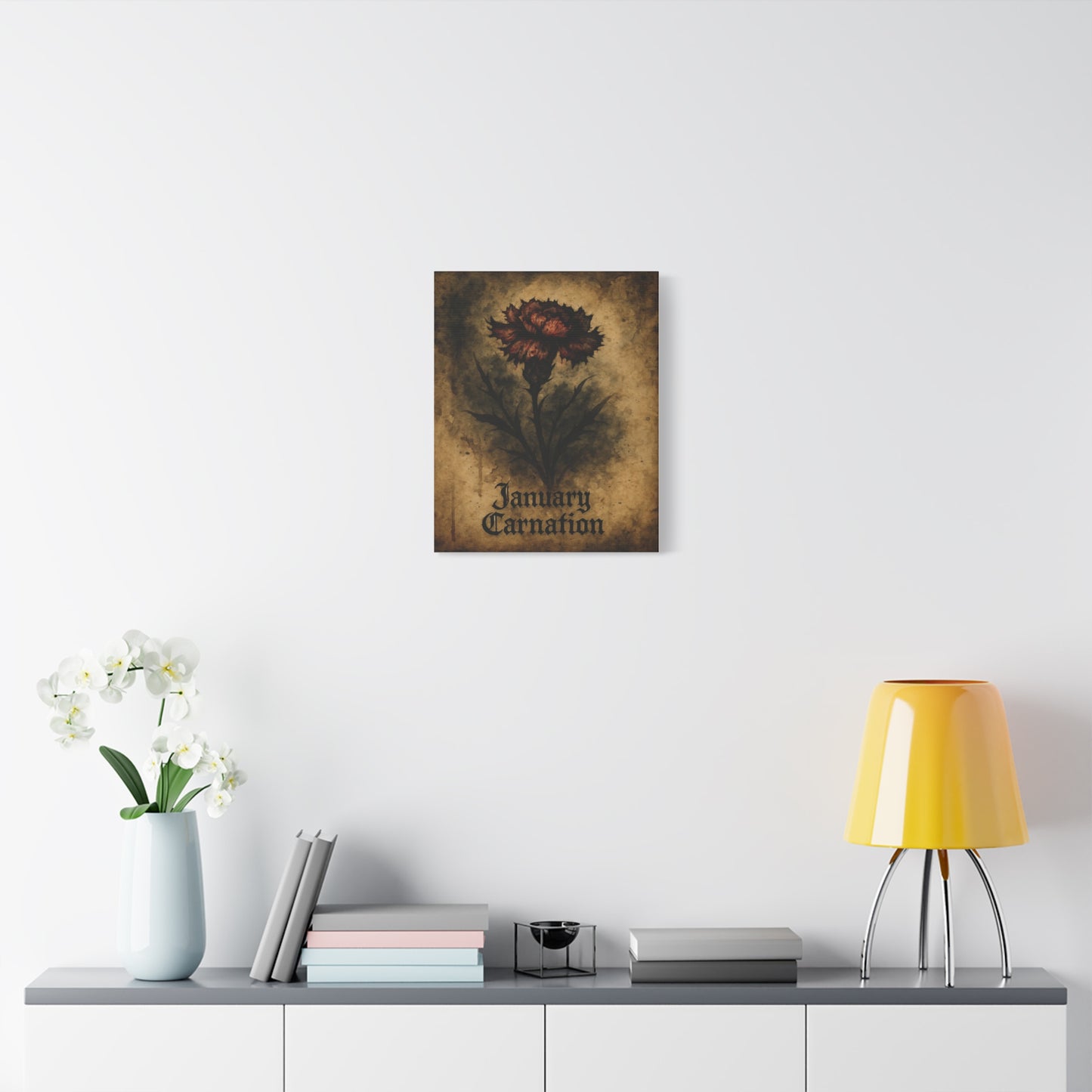 Haunted January, January Birth Flower, Birthday Gift, Stretched Matte Decor, 25 Inch