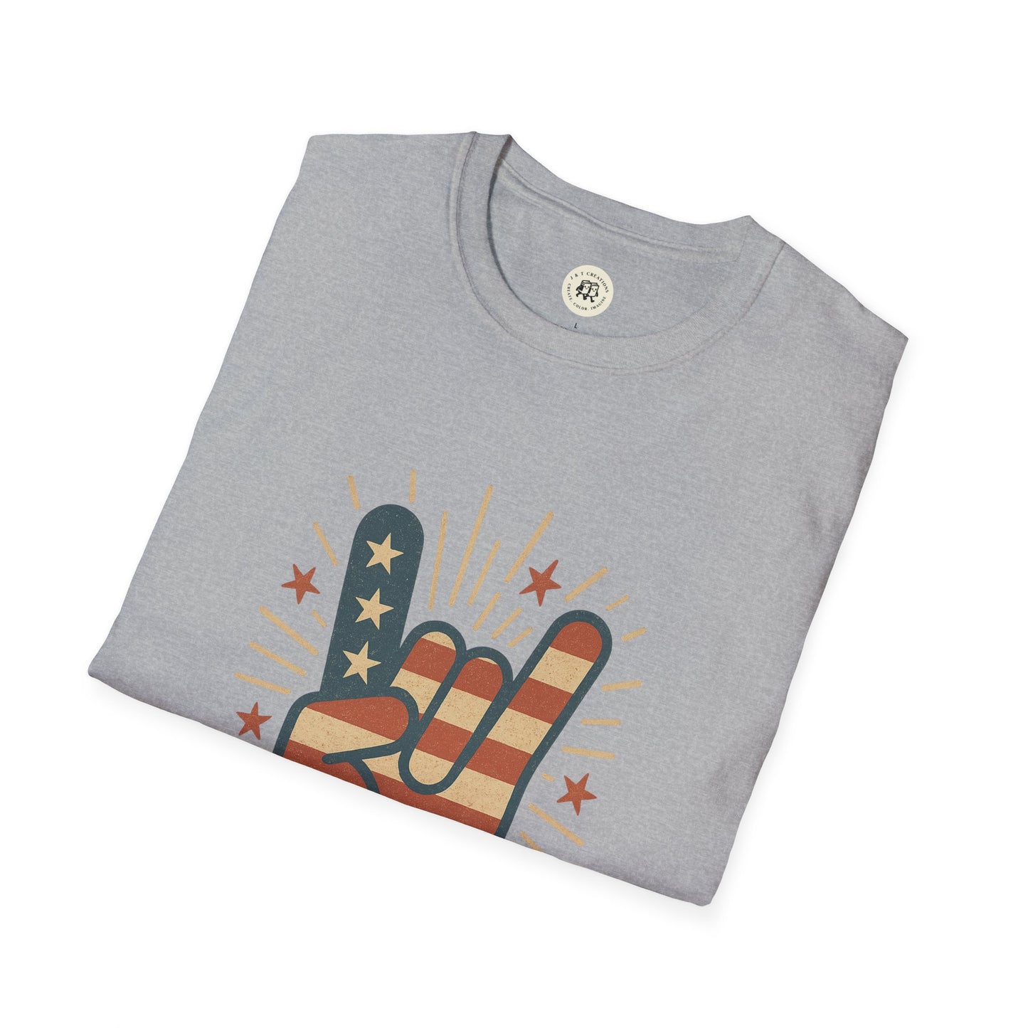 Patriotic Rock T-Shirt with American Flag Design