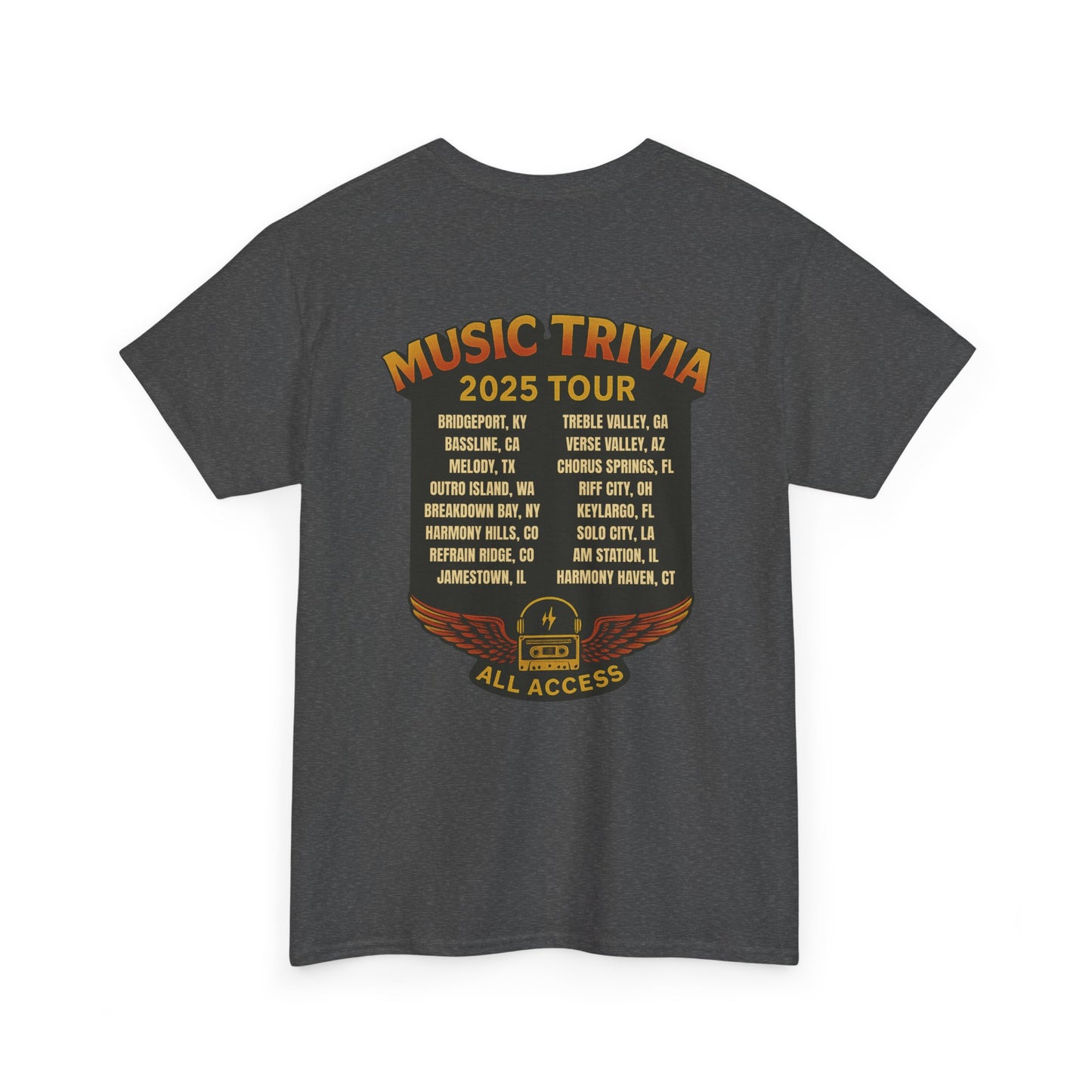 Music Trivia T-Shirt Vintage World Tour Design