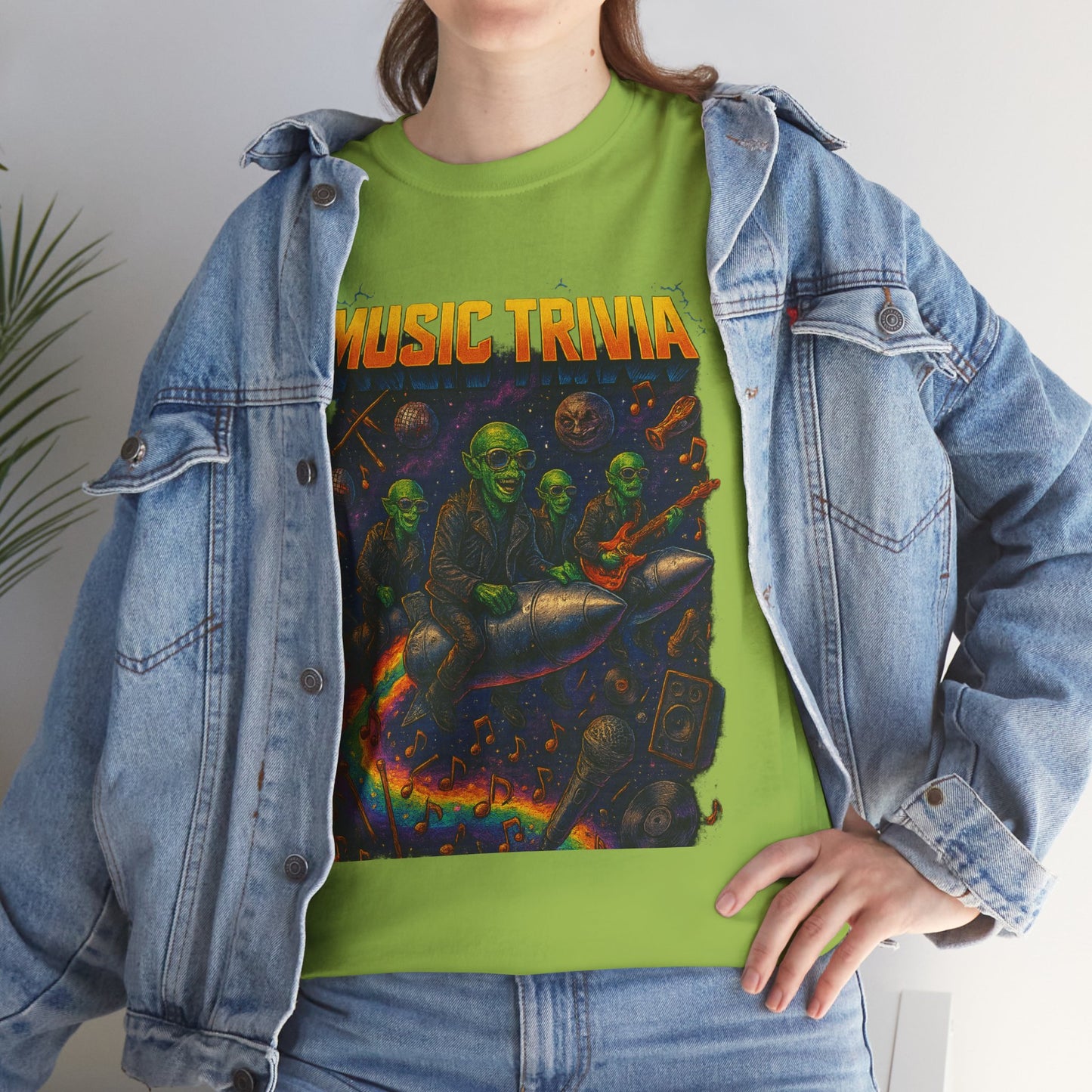 Music Trivia T-Shirt with Retro Alien Band Design