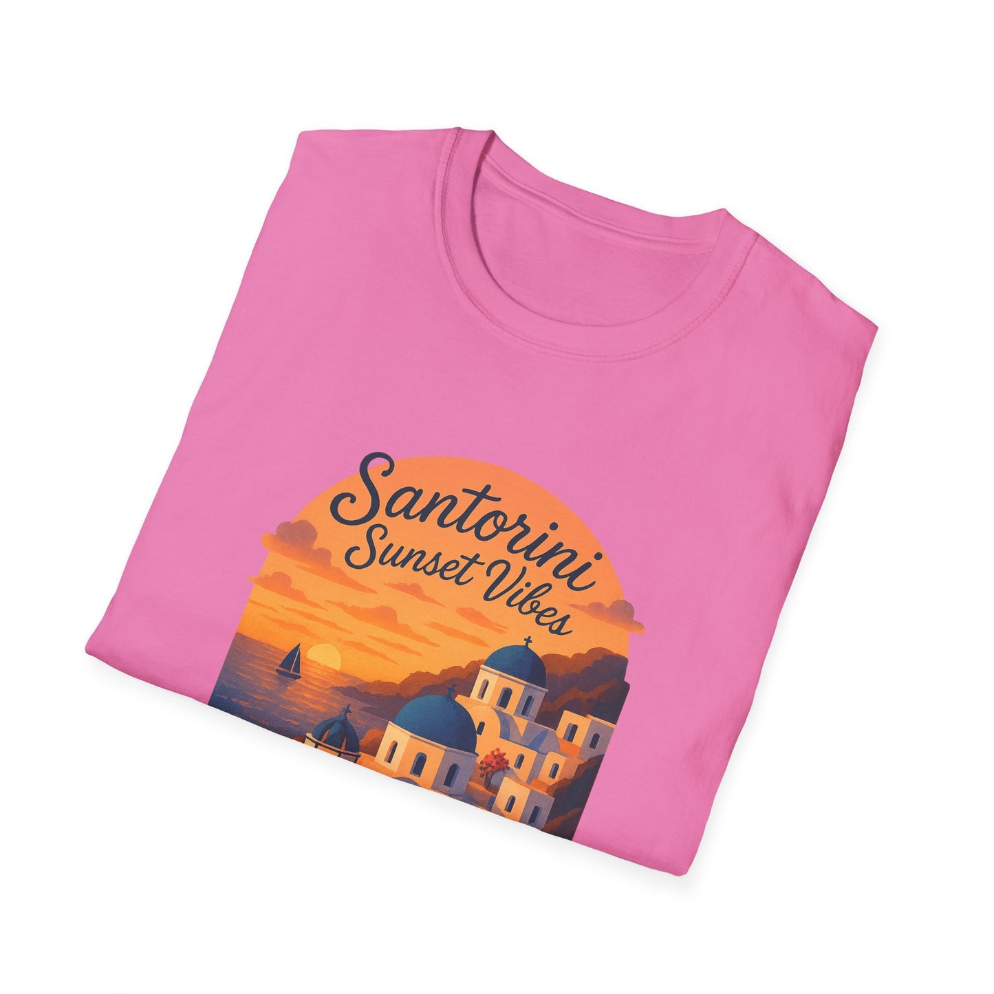 Santorini Sunset T-Shirt | Greece Mediterranean Travel Shirt | Greek Island Summer Tee | Coastal Graphic | Wanderlust Gift
