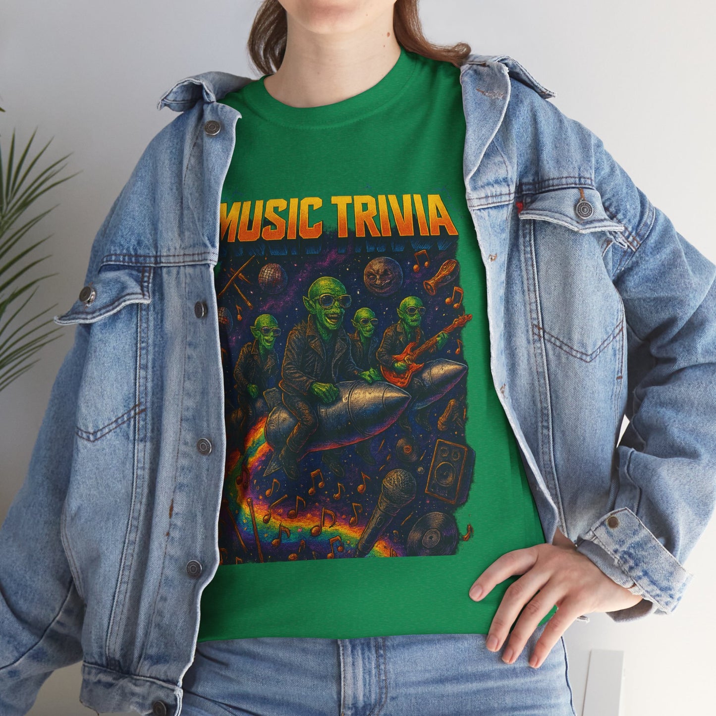 Music Trivia T-Shirt with Retro Alien Band Design