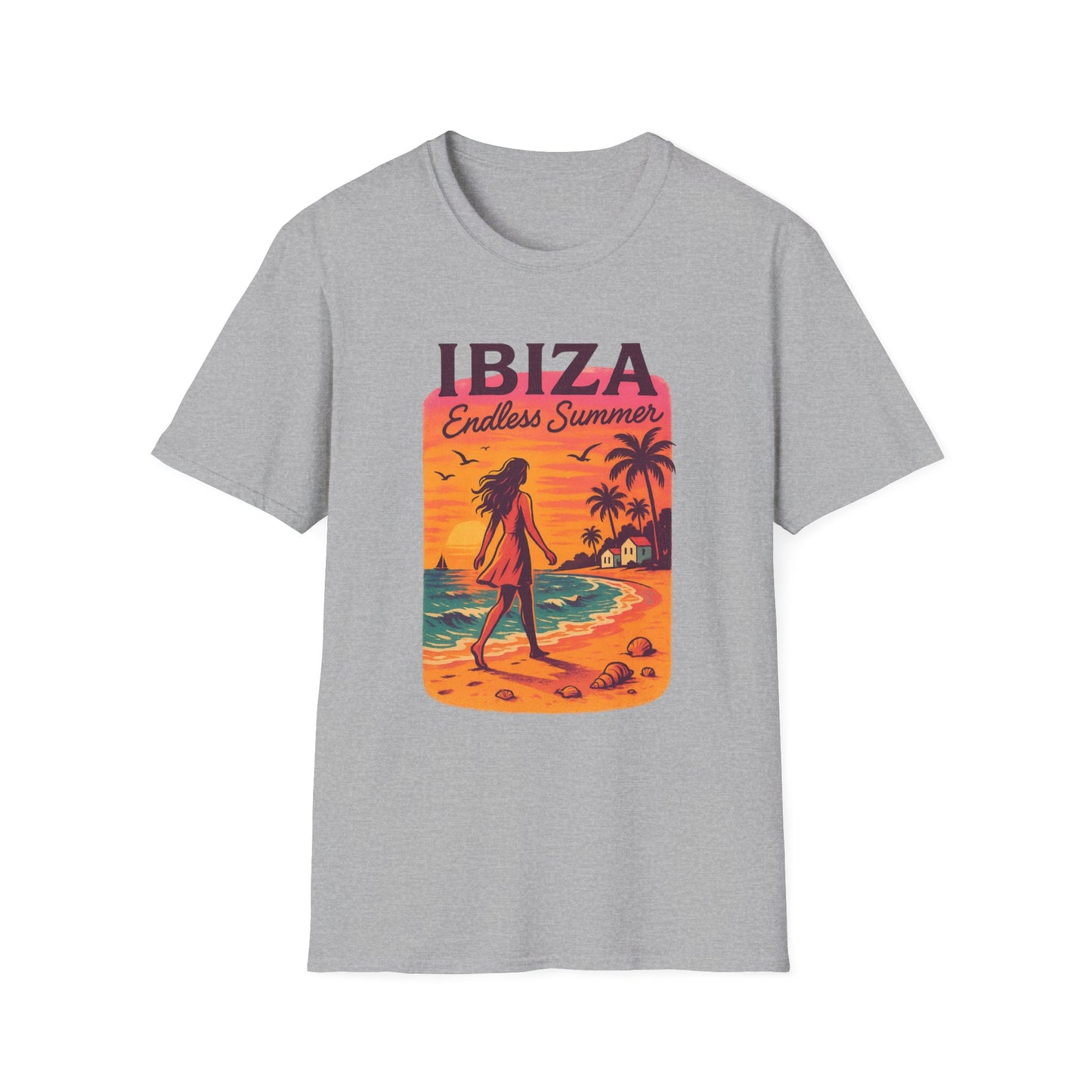 Ibiza Beach Sunset T-Shirt | Mediterranean Summer Tee | Italian Greece Coastal Shirt | Travel Lover Graphic | Boho Style