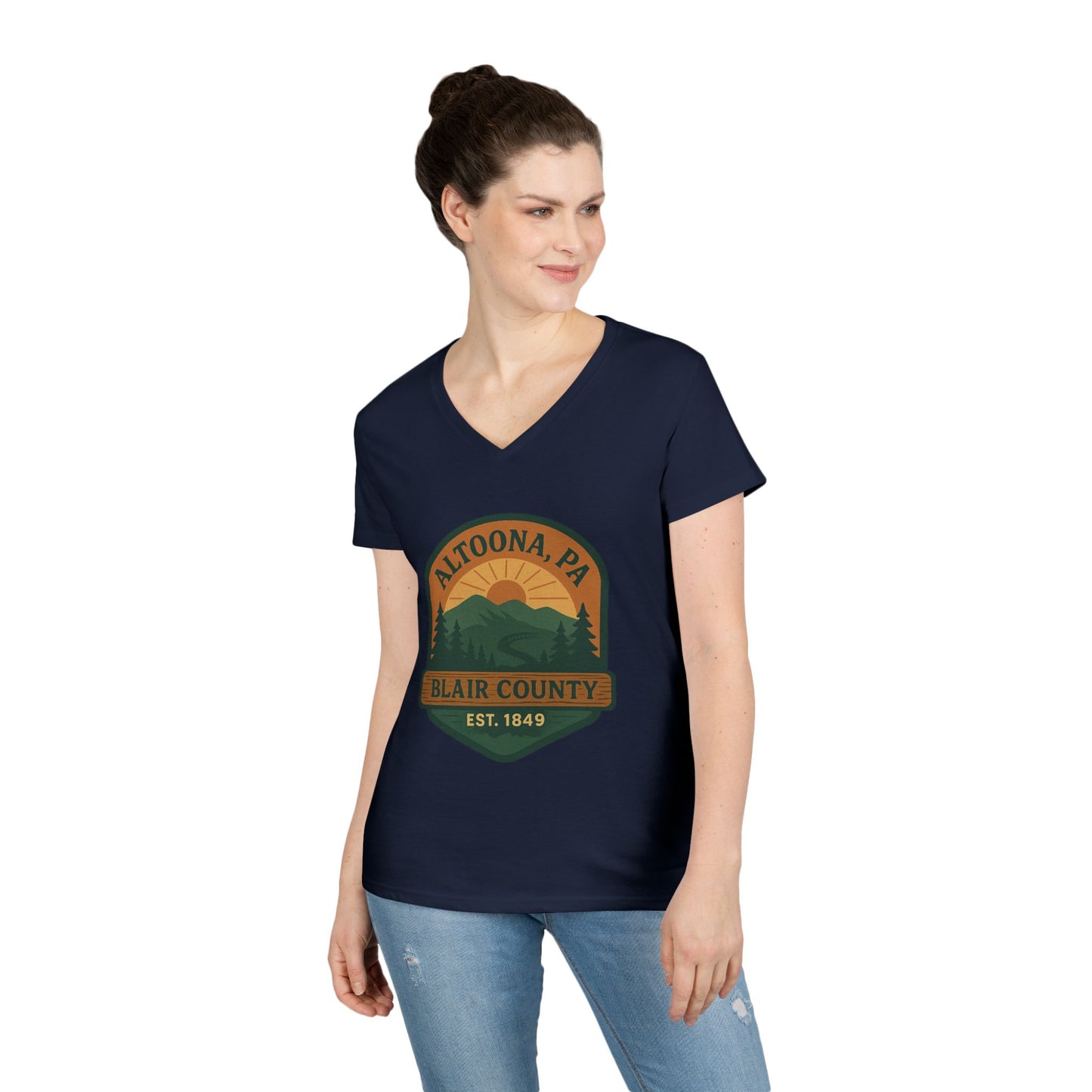Altoona PA Mountain T-Shirt V-Neck Tee
