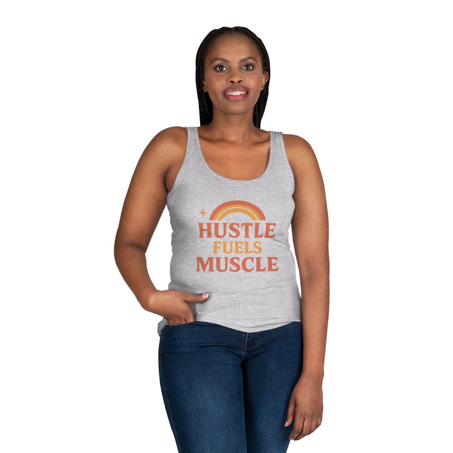 Hustle Fuels Muscle Women's Tank Top | Motivational Workout Tee | Fitness Gift for Her | Positive Affirmation Apparel | Exercise Shirt