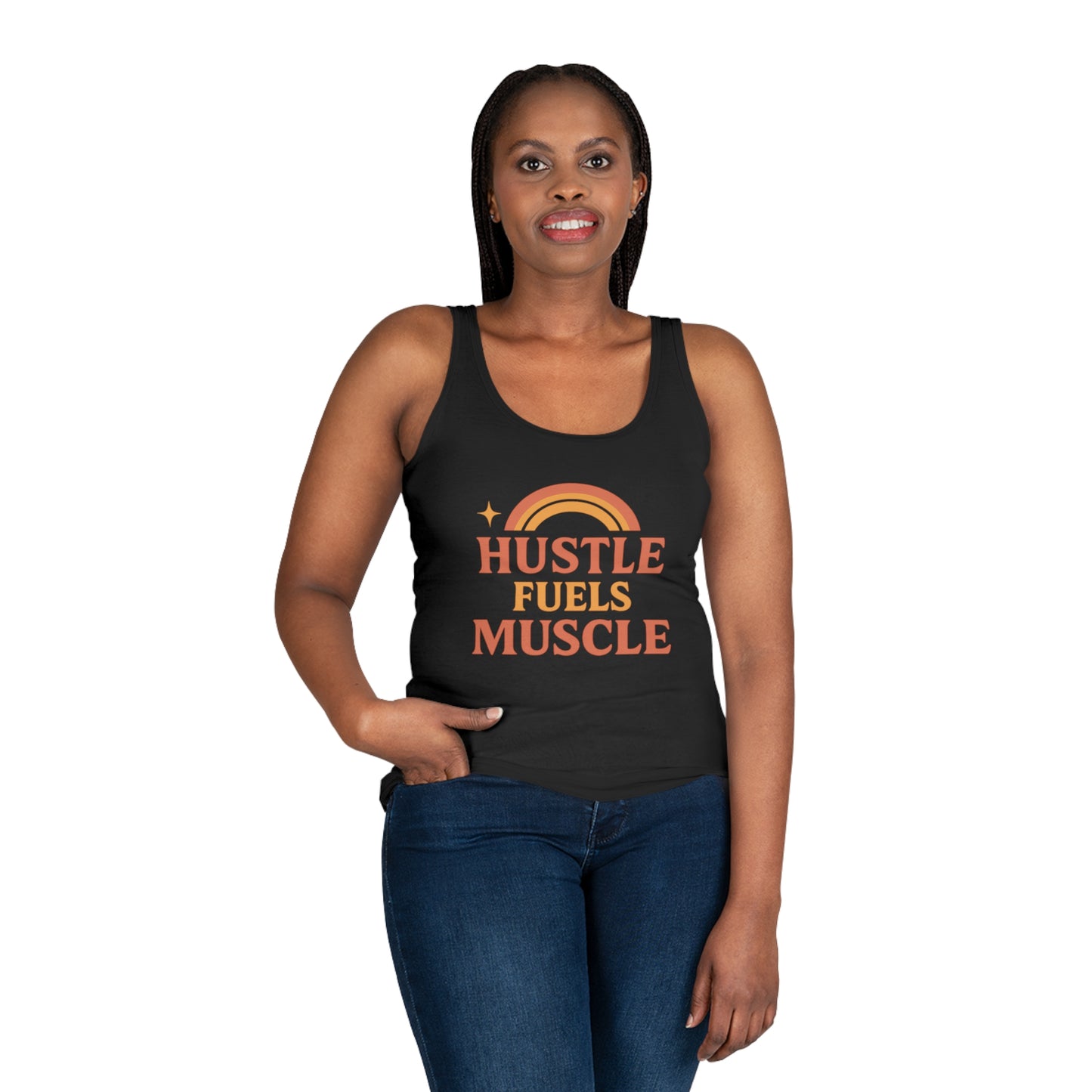 Hustle Fuels Muscle Women's Tank Top | Motivational Workout Tee | Fitness Gift for Her | Positive Affirmation Apparel | Exercise Shirt