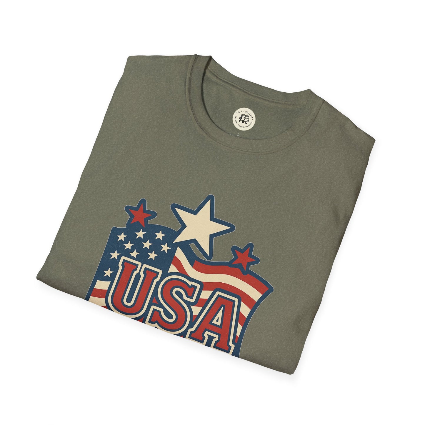 USA Flag T-Shirt with Retro Star Design