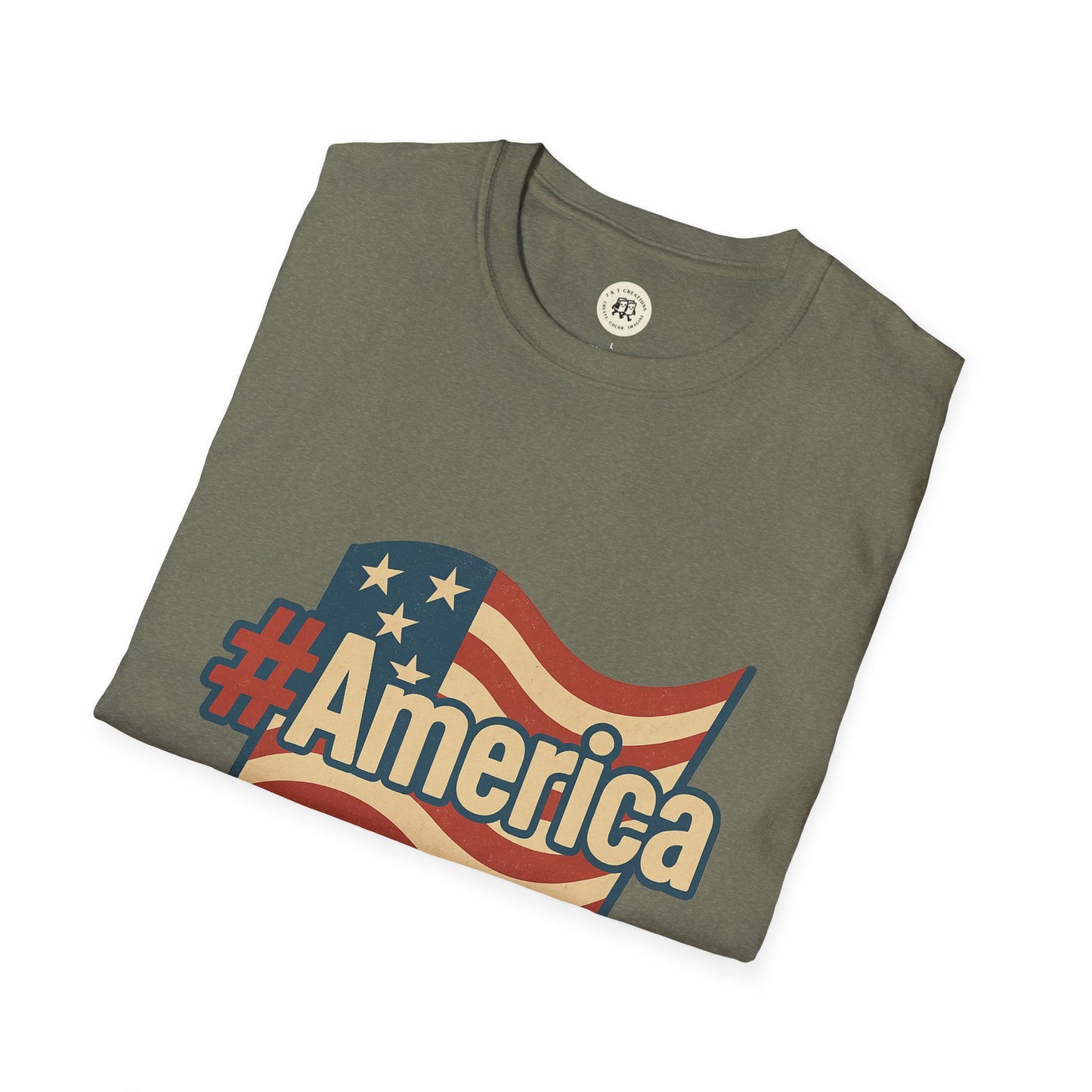 Fourth of July America T-Shirt with Flag Design