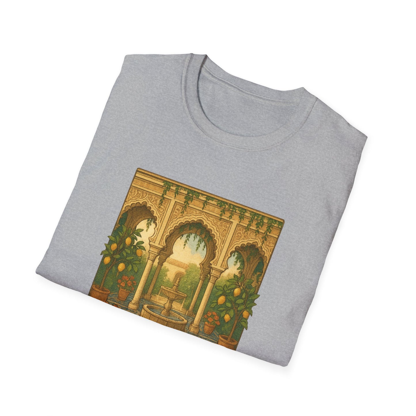 Seville Courtyard T-Shirt | Mediterranean Travel Shirt | Italy Greece Coastal Tee | Summer Graphic | Historic Style