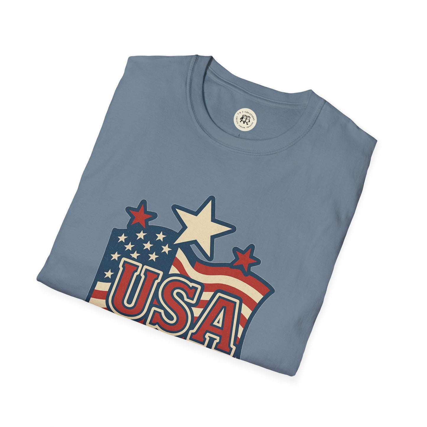 USA Flag T-Shirt with Retro Star Design