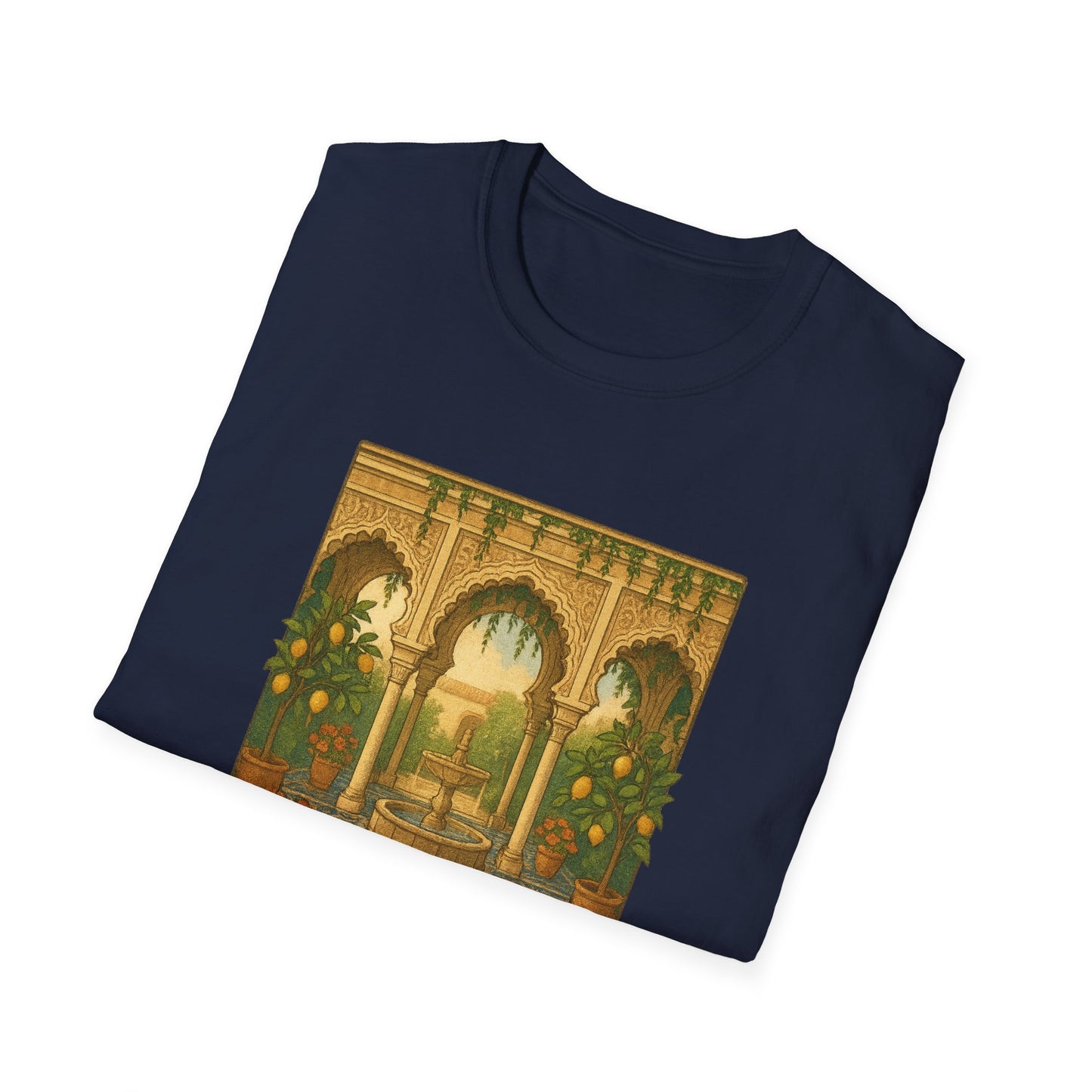 Seville Courtyard T-Shirt | Mediterranean Travel Shirt | Italy Greece Coastal Tee | Summer Graphic | Historic Style