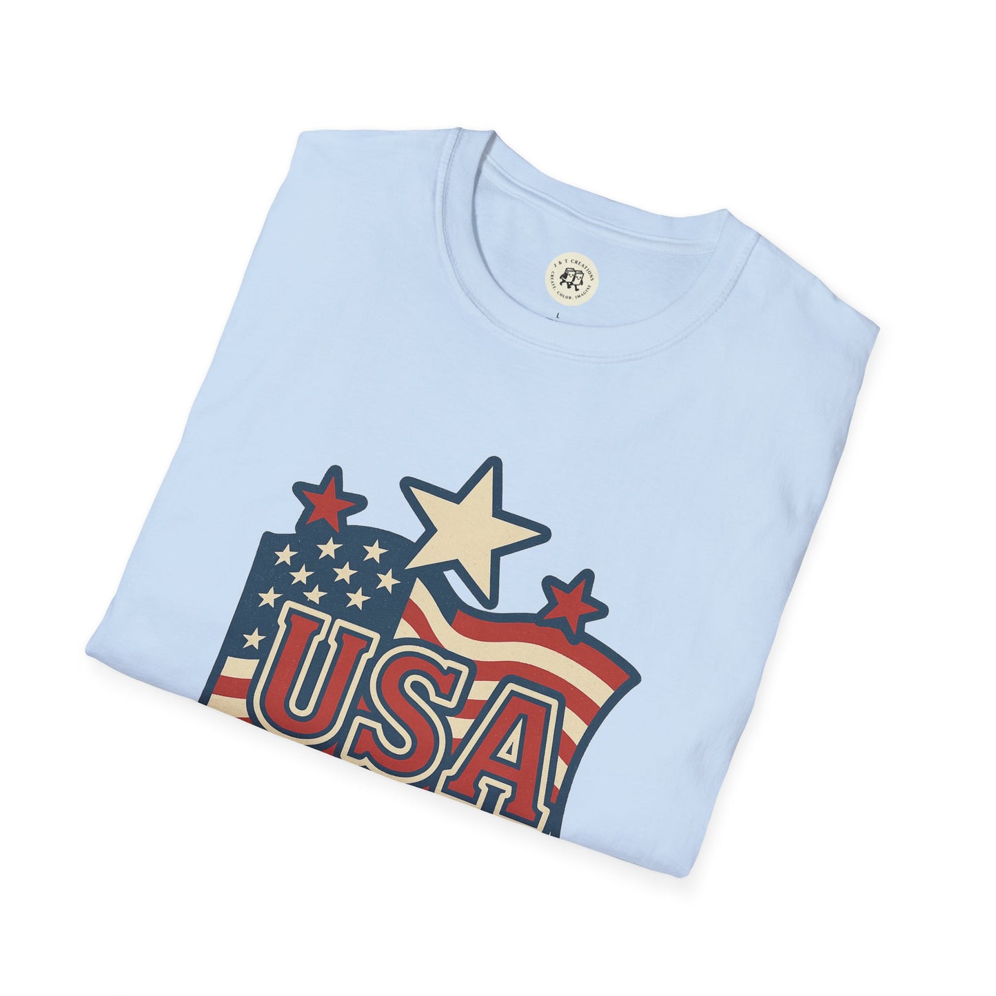 USA Flag T-Shirt with Retro Star Design