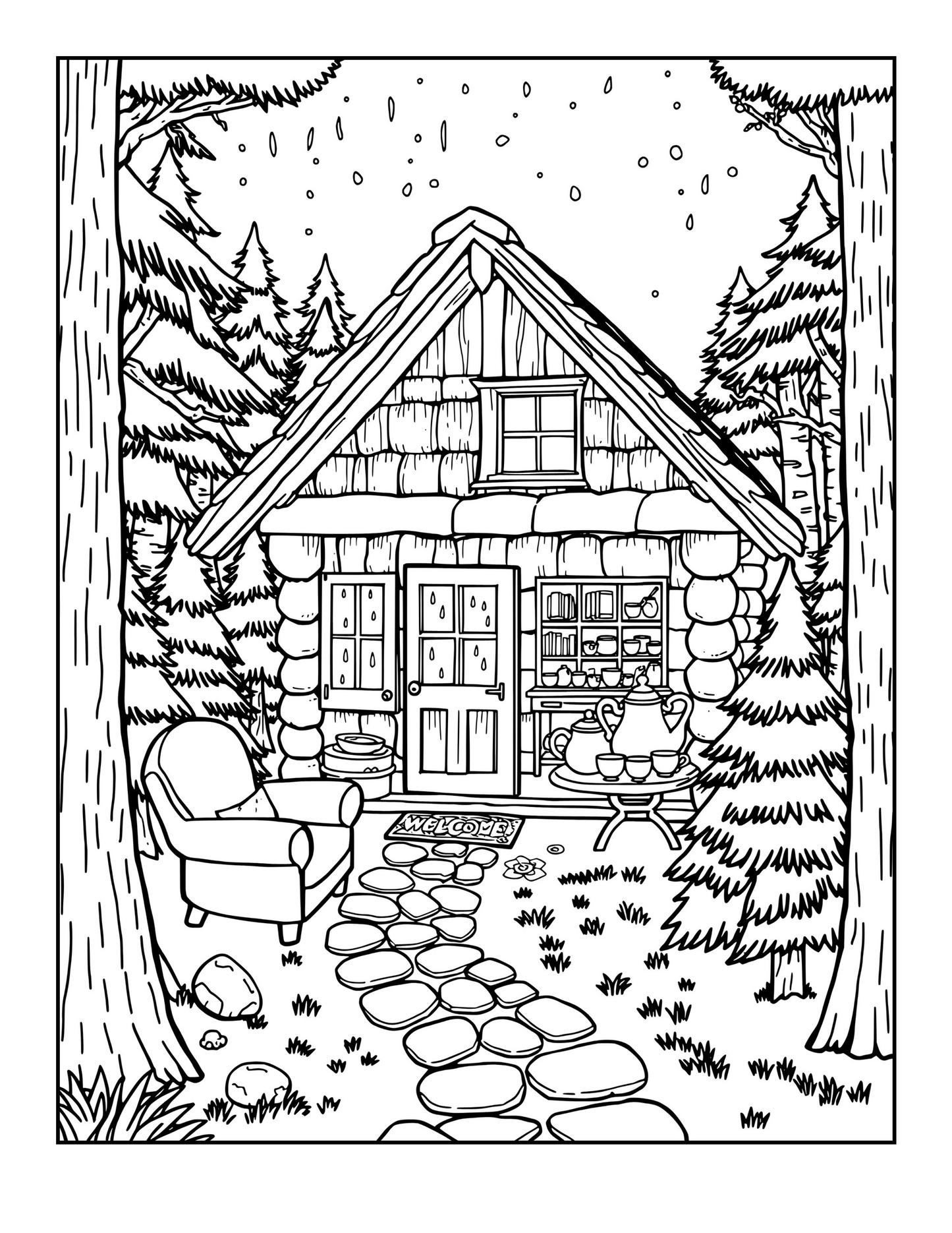 Cabin Coloring Book – Cozy Rustic Cabins for Relaxation & Creativity