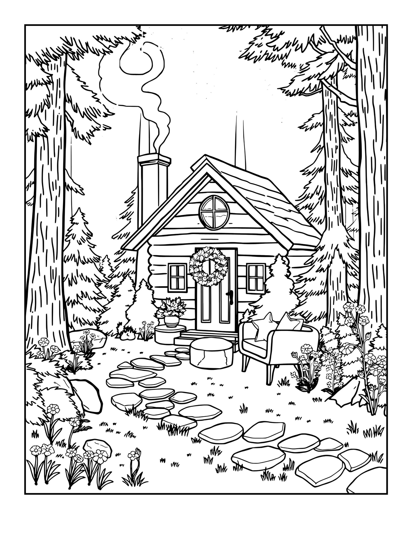 Cabin Coloring Book – Cozy Rustic Cabins for Relaxation & Creativity