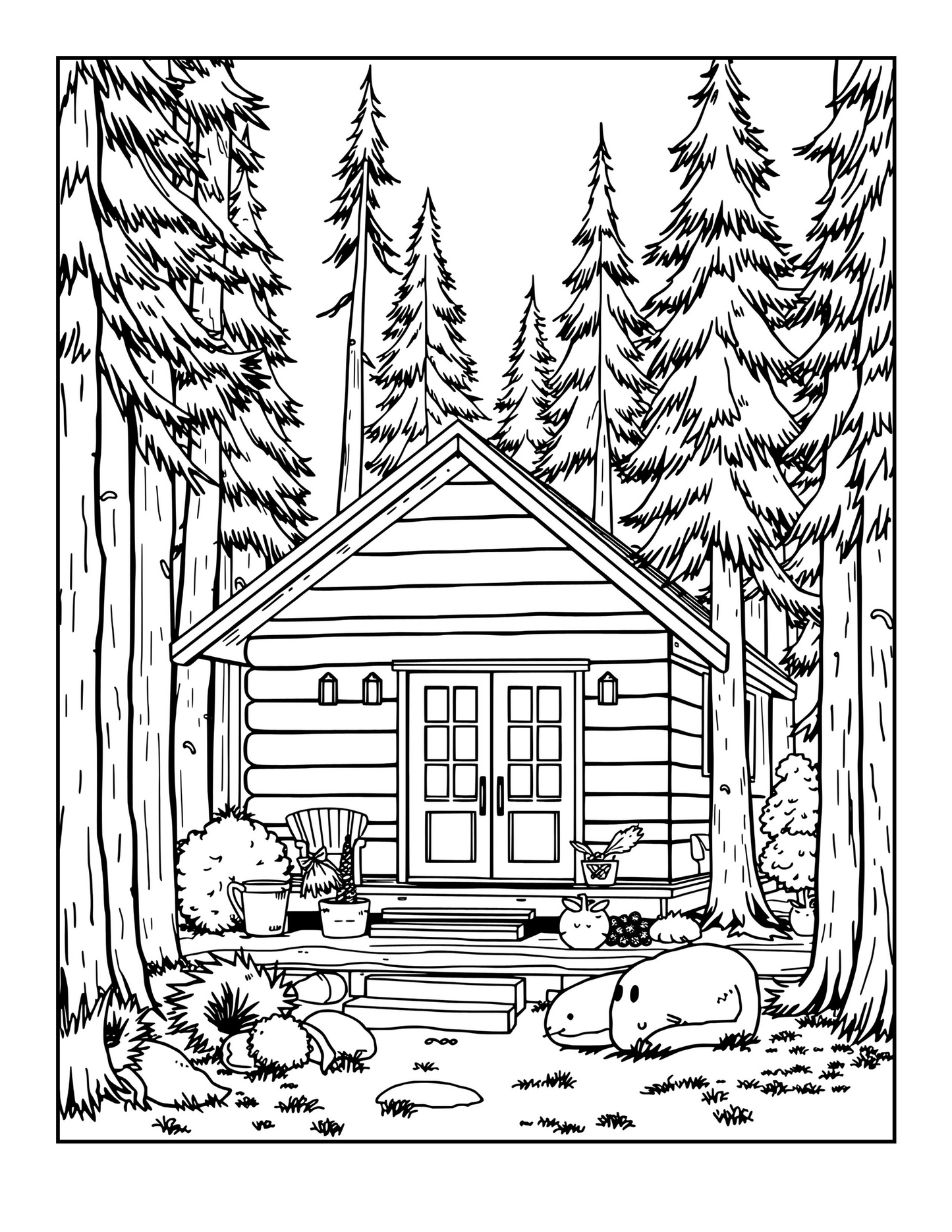 Cabin Coloring Book – Cozy Rustic Cabins for Relaxation & Creativity