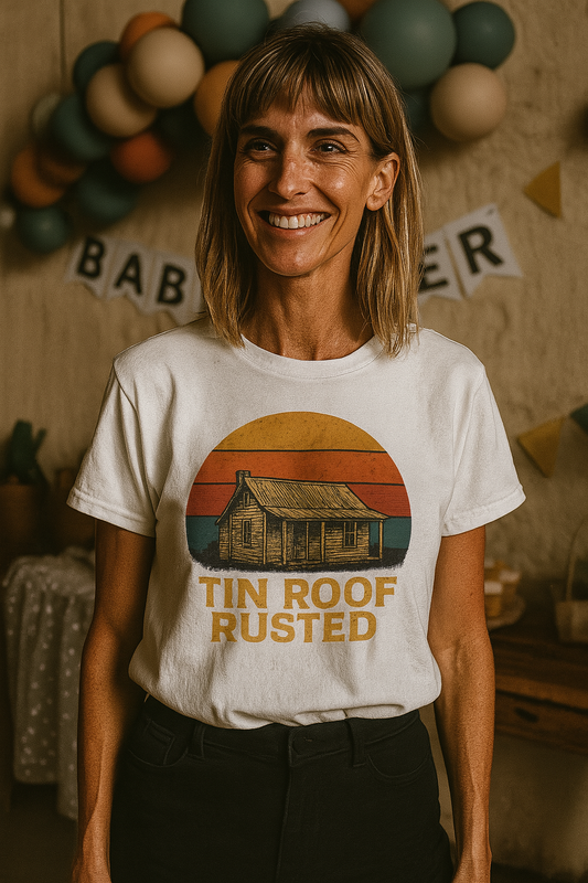 Tin Roof Rusted Pregnancy Announcement Shirt