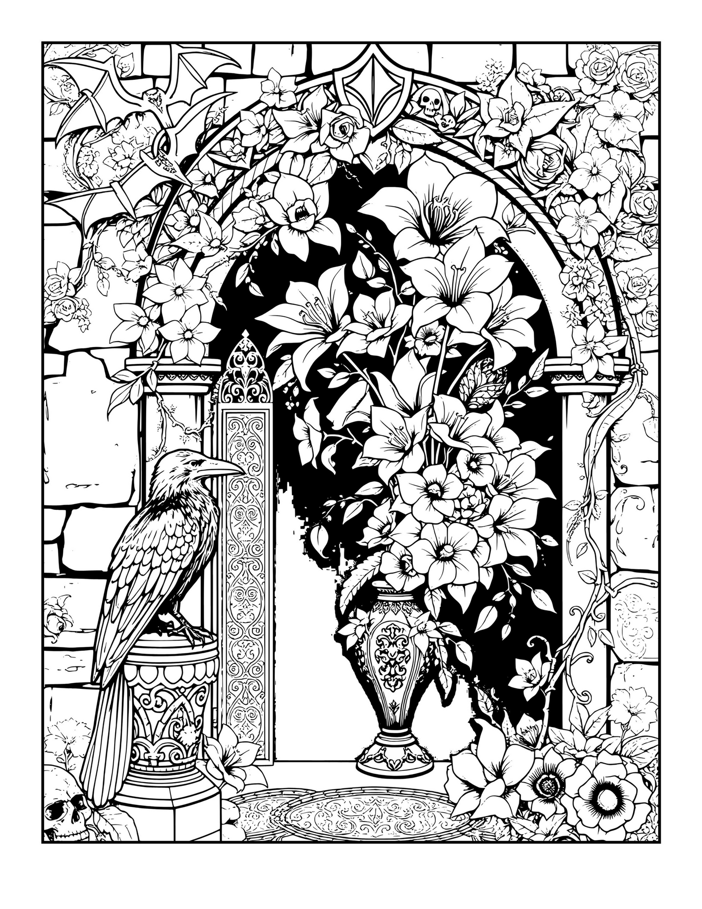 Goth Garden: A Dark Botanical Coloring Book