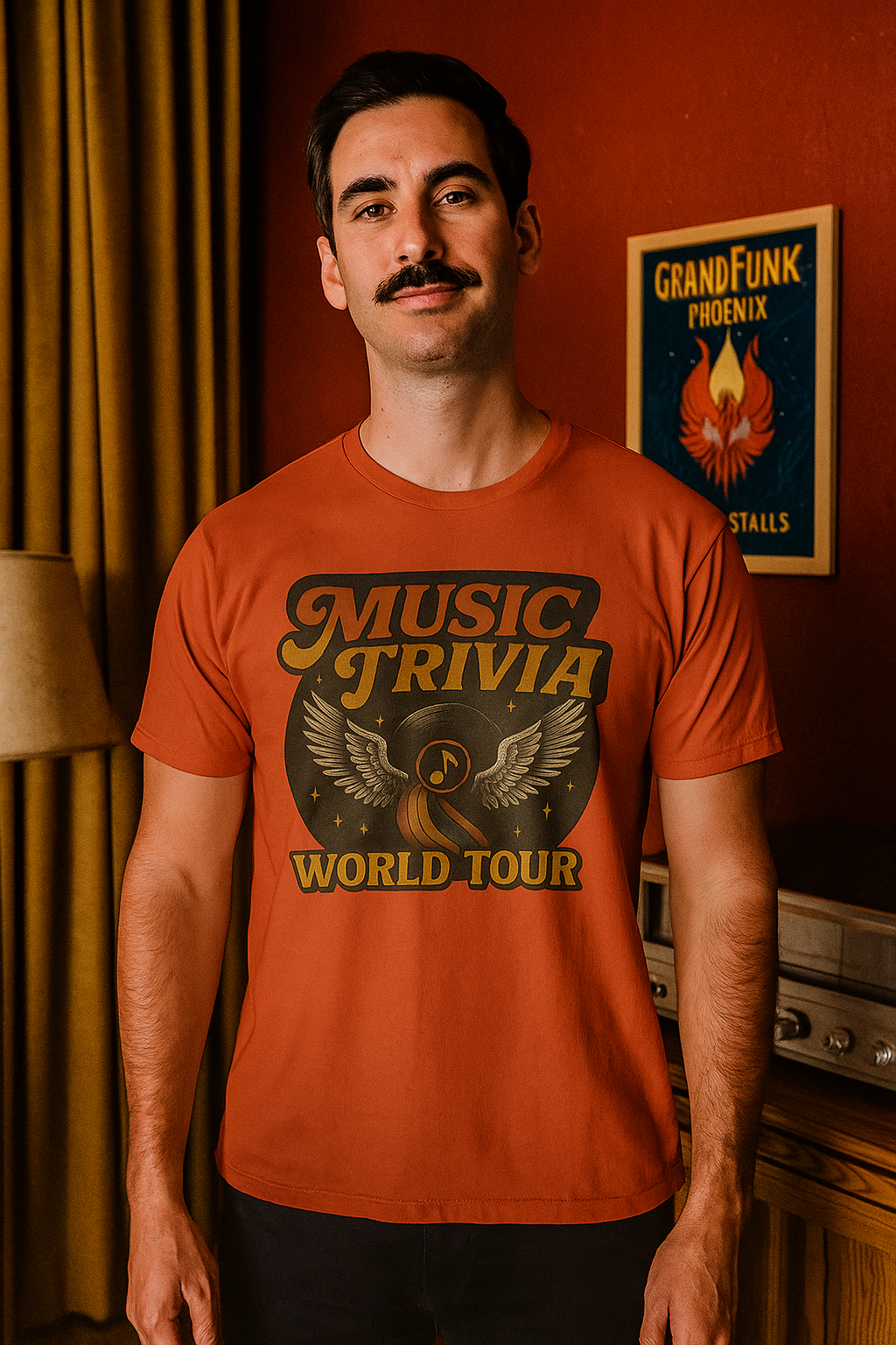 Music Trivia T-Shirt Vintage World Tour Design