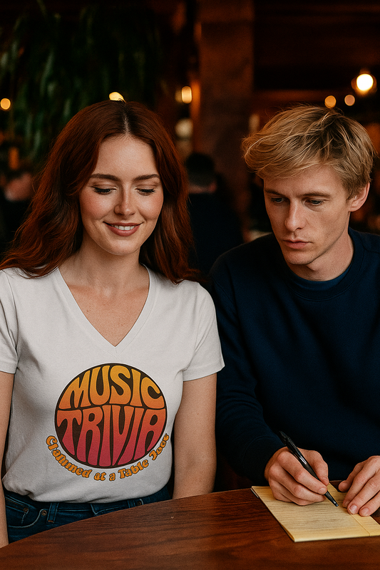 Retro Music Trivia T-Shirt V-Neck Tee