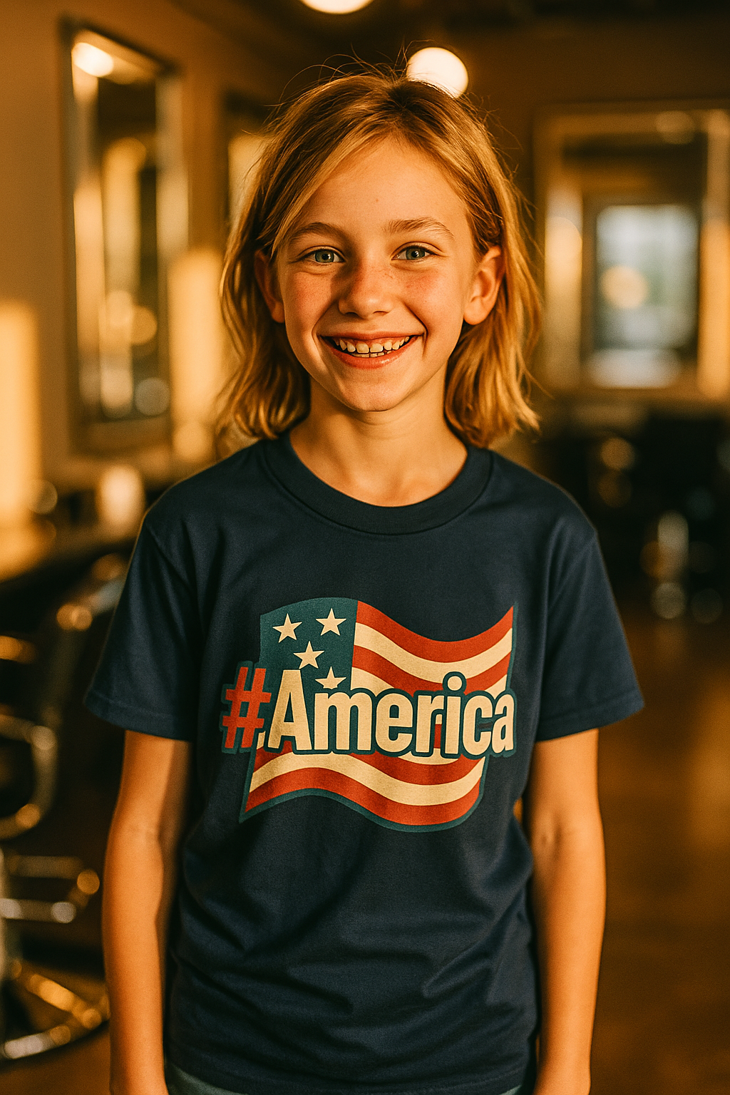 Fourth of July America T-Shirt with Flag Design