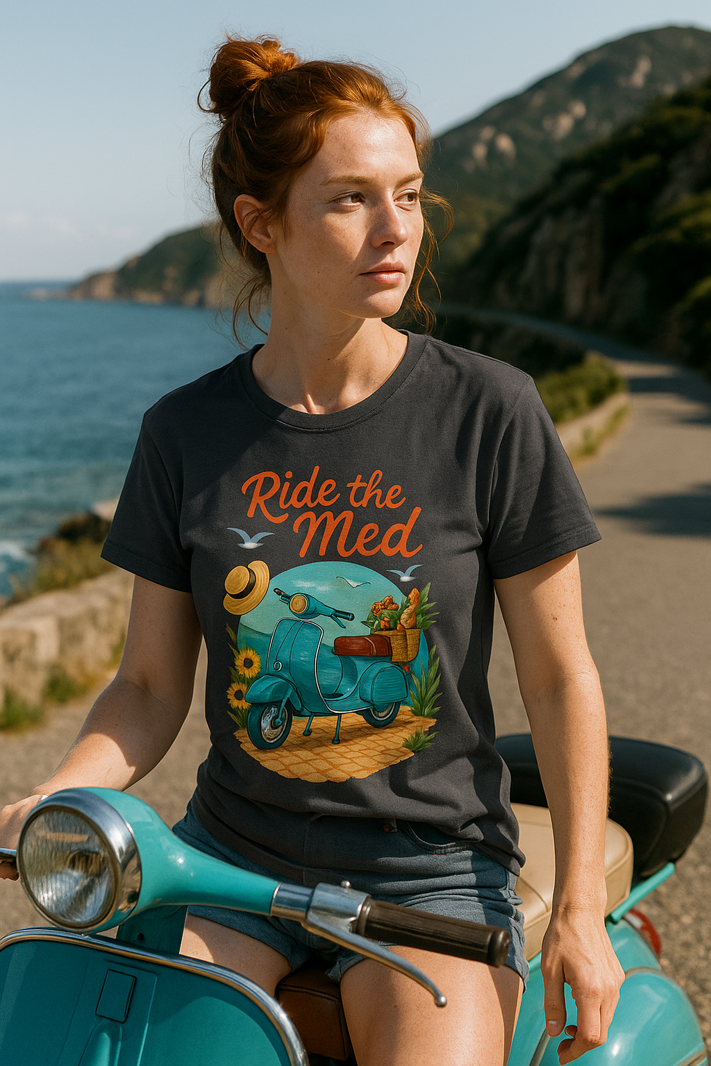 Corsica Scooter Adventure T-Shirt | Mediterranean Travel Tee | Coastal Summer Shirt | Italian Greece Graphic | Wanderlust