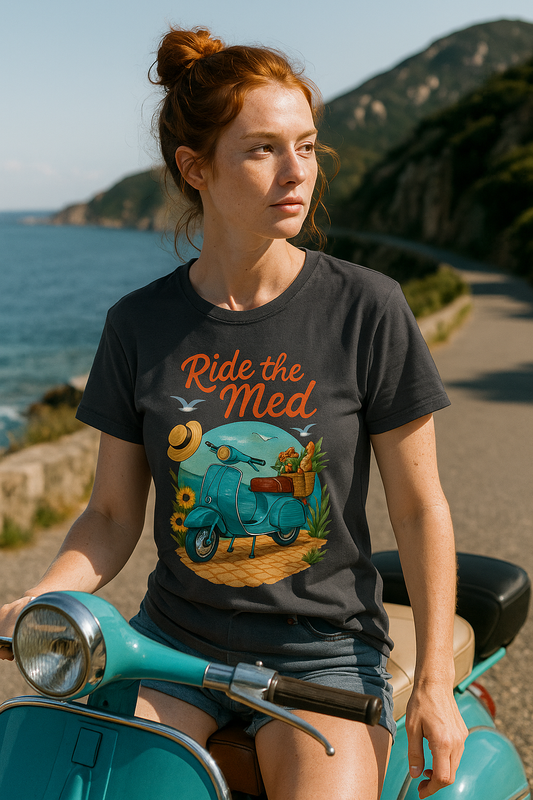 Corsica Scooter Adventure T-Shirt | Mediterranean Travel Tee | Coastal Summer Shirt | Italian Greece Graphic | Wanderlust