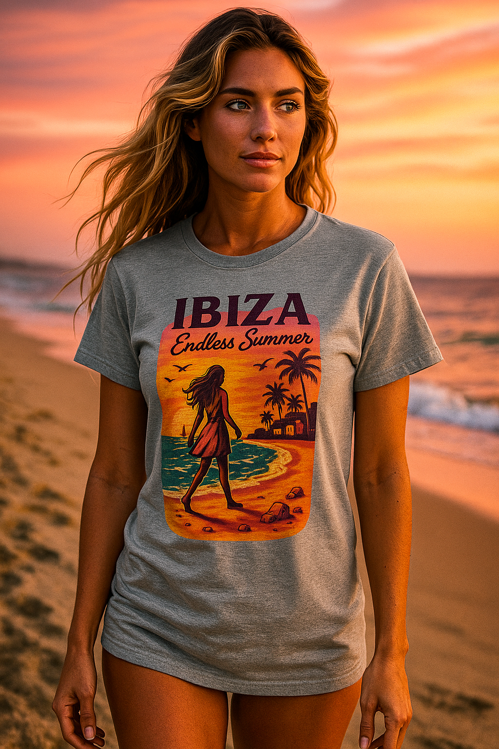 Ibiza Beach Sunset T-Shirt | Mediterranean Summer Tee | Italian Greece Coastal Shirt | Travel Lover Graphic | Boho Style
