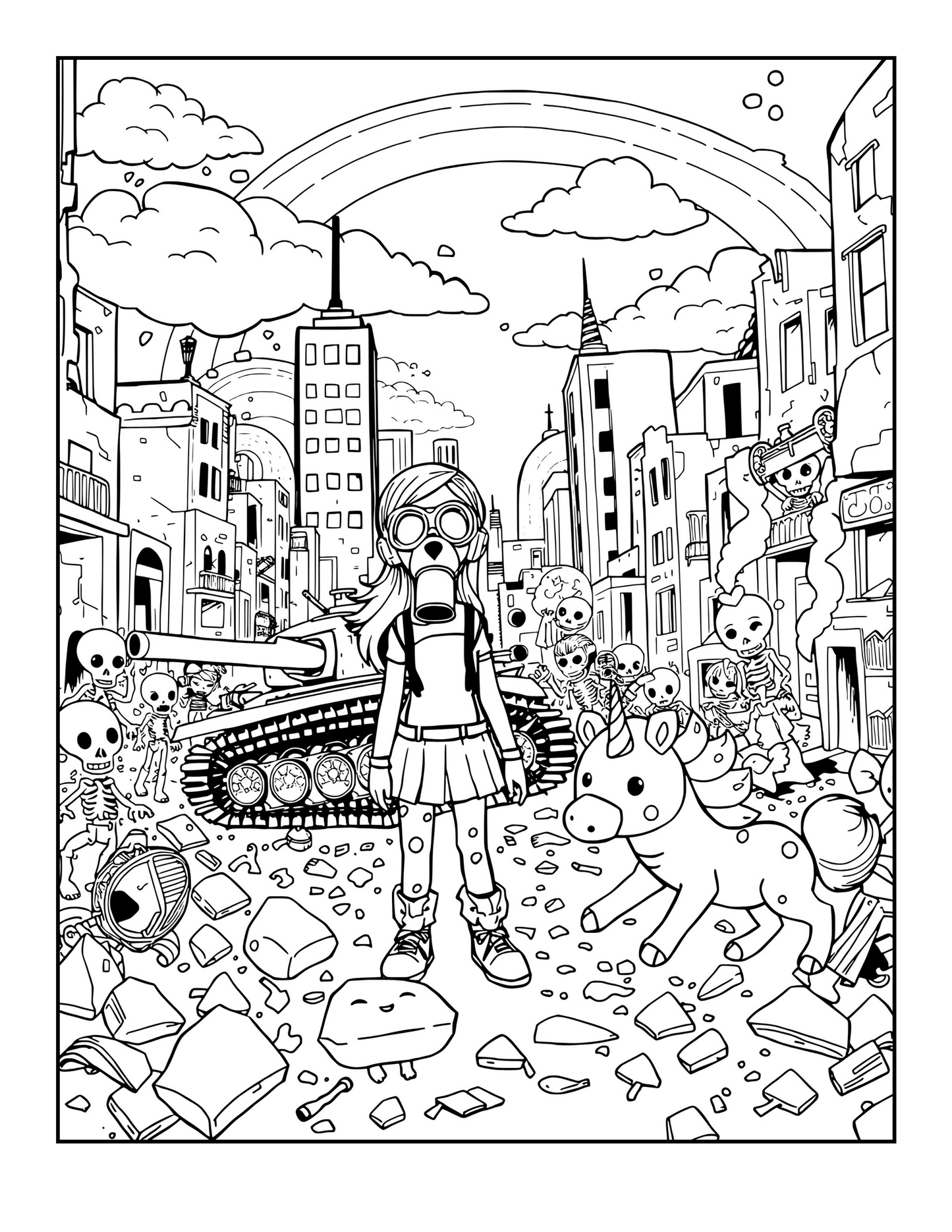 Kawaii Apocalypse Coloring Pages – Digital Download