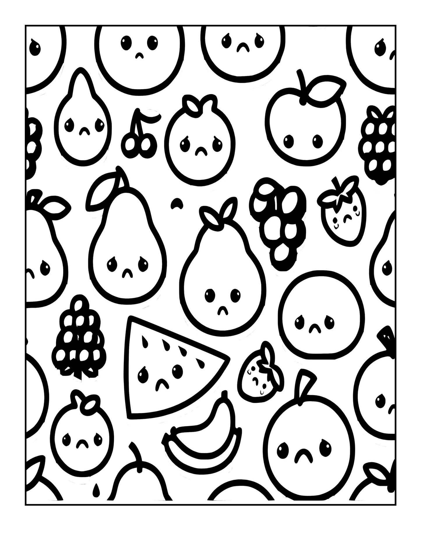 Kawaii Coloring Book | Cute Pattern Designs for Kids, Teens & Adults | Printable or Physical Coloring Pages