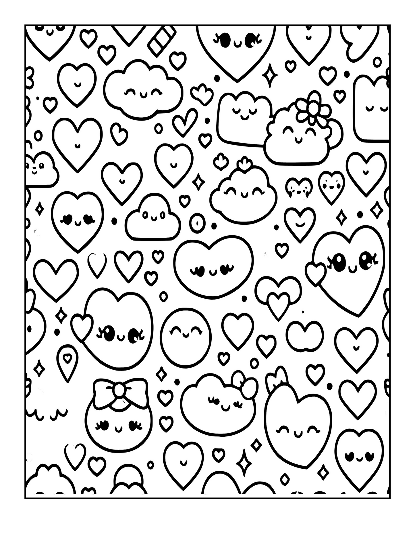 Kawaii Coloring Book | Cute Pattern Designs for Kids, Teens & Adults | Printable or Physical Coloring Pages