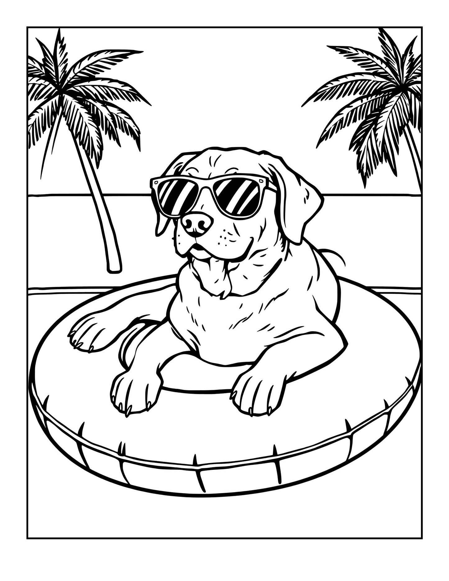 Yellow Lab Coloring Pages – Bold Line Dog Coloring Book – Printable Labrador Art for All Ages