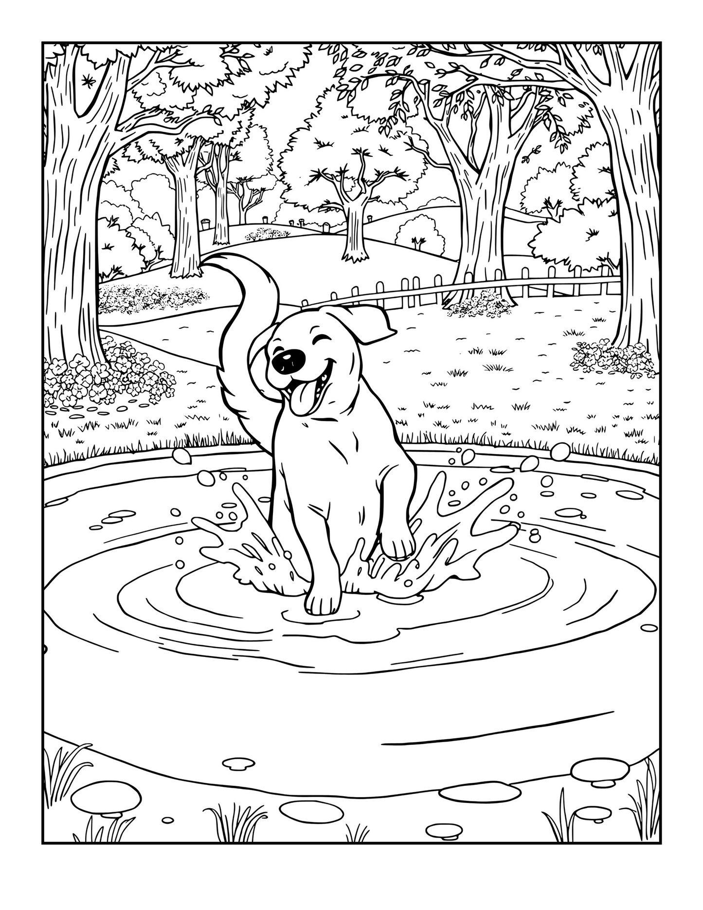 Yellow Lab Coloring Pages – Bold Line Dog Coloring Book – Printable Labrador Art for All Ages