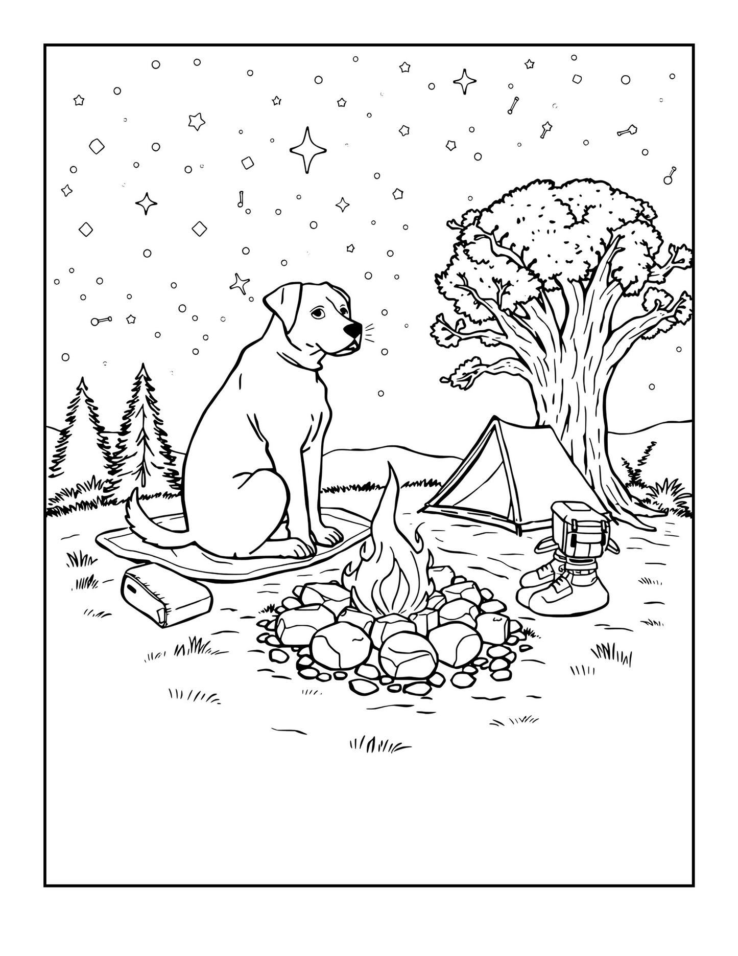Yellow Lab Coloring Pages – Bold Line Dog Coloring Book – Printable Labrador Art for All Ages
