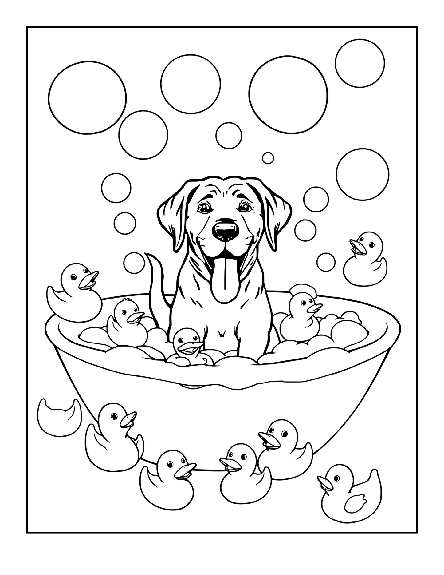 Yellow Lab Coloring Pages – Bold Line Dog Coloring Book – Printable Labrador Art for All Ages