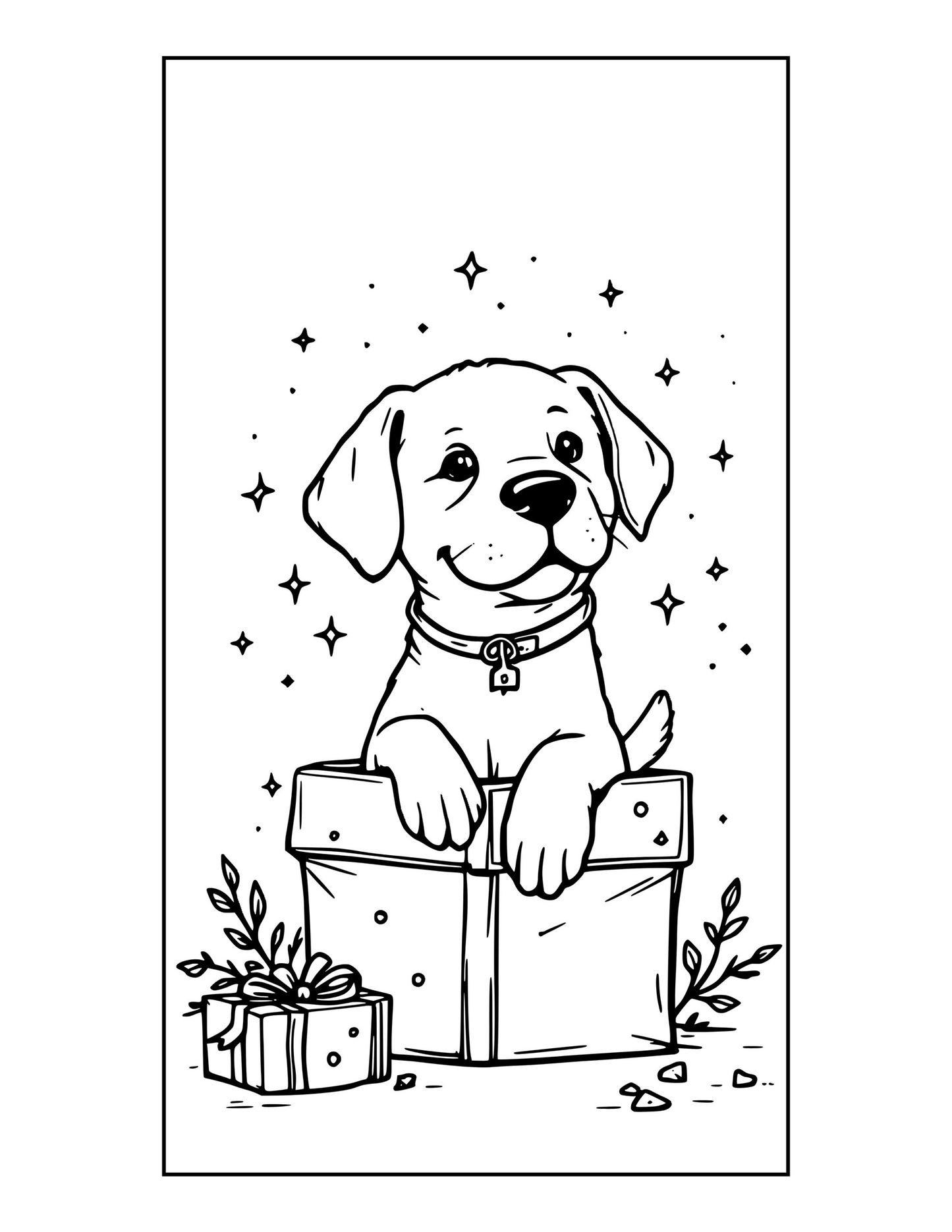 Yellow Lab Coloring Pages – Bold Line Dog Coloring Book – Printable Labrador Art for All Ages