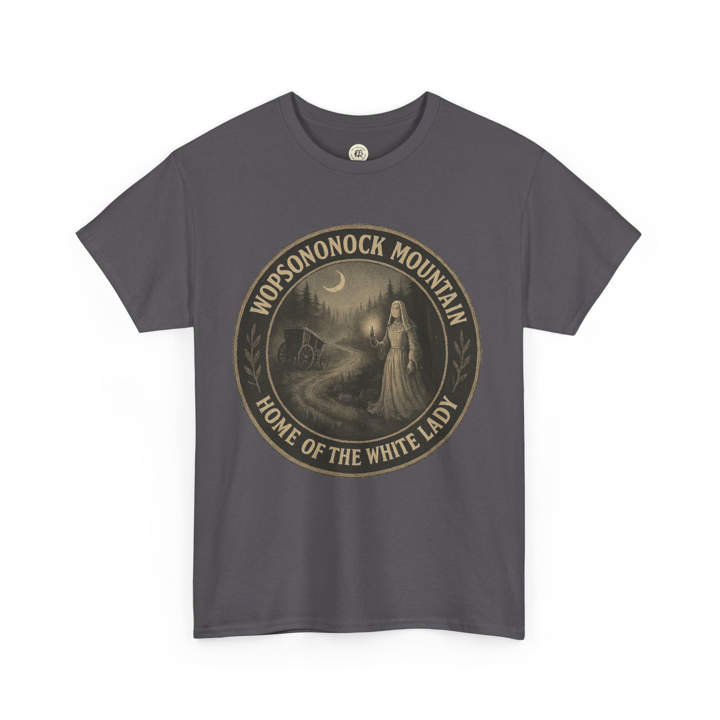 Altoona ghost shirt gray t-shirt with Wopsononock Mountain White Lady ghost design