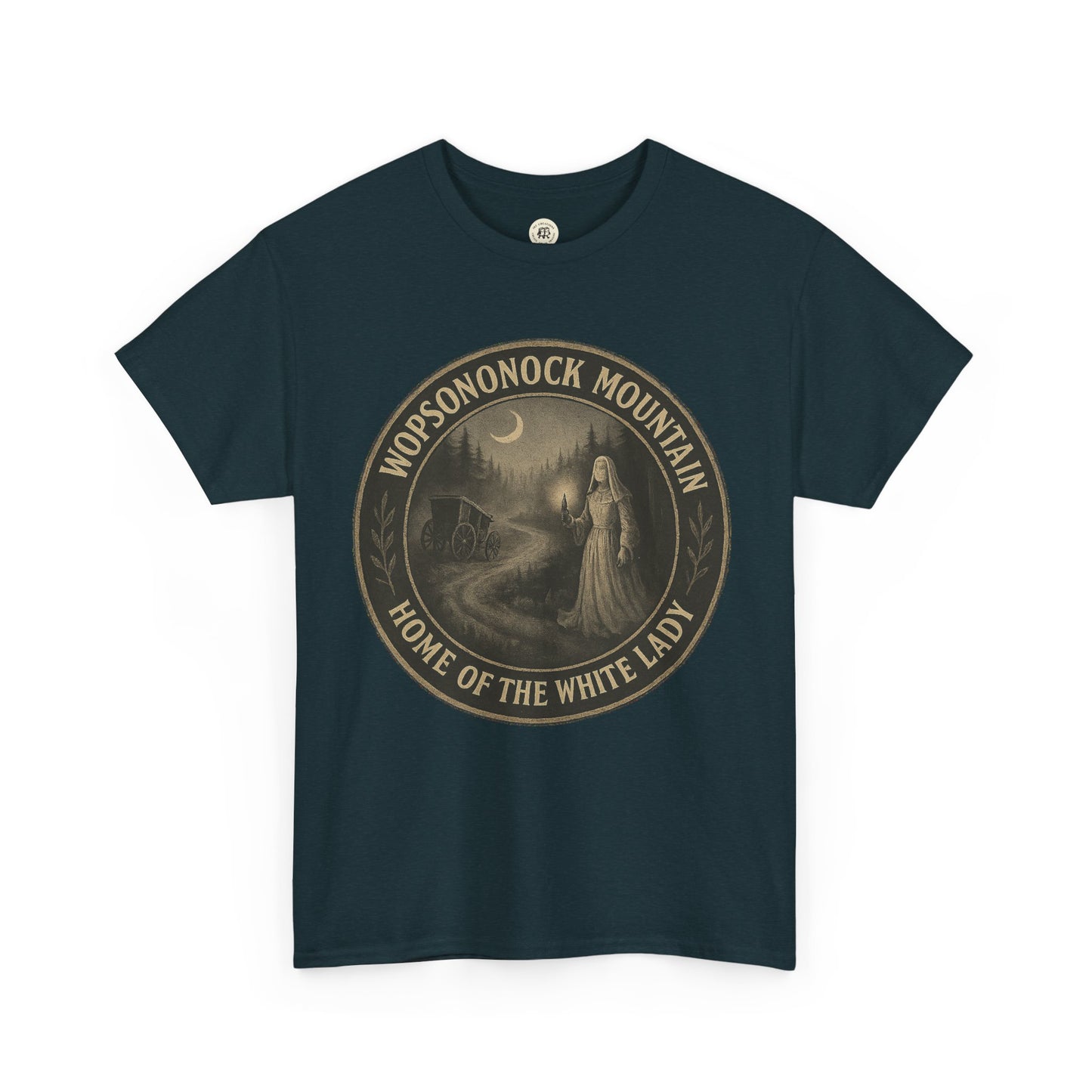 Printify T-Shirt featuring Altoona ghost shirt design with Wopsononock Mountain White Lady graphic