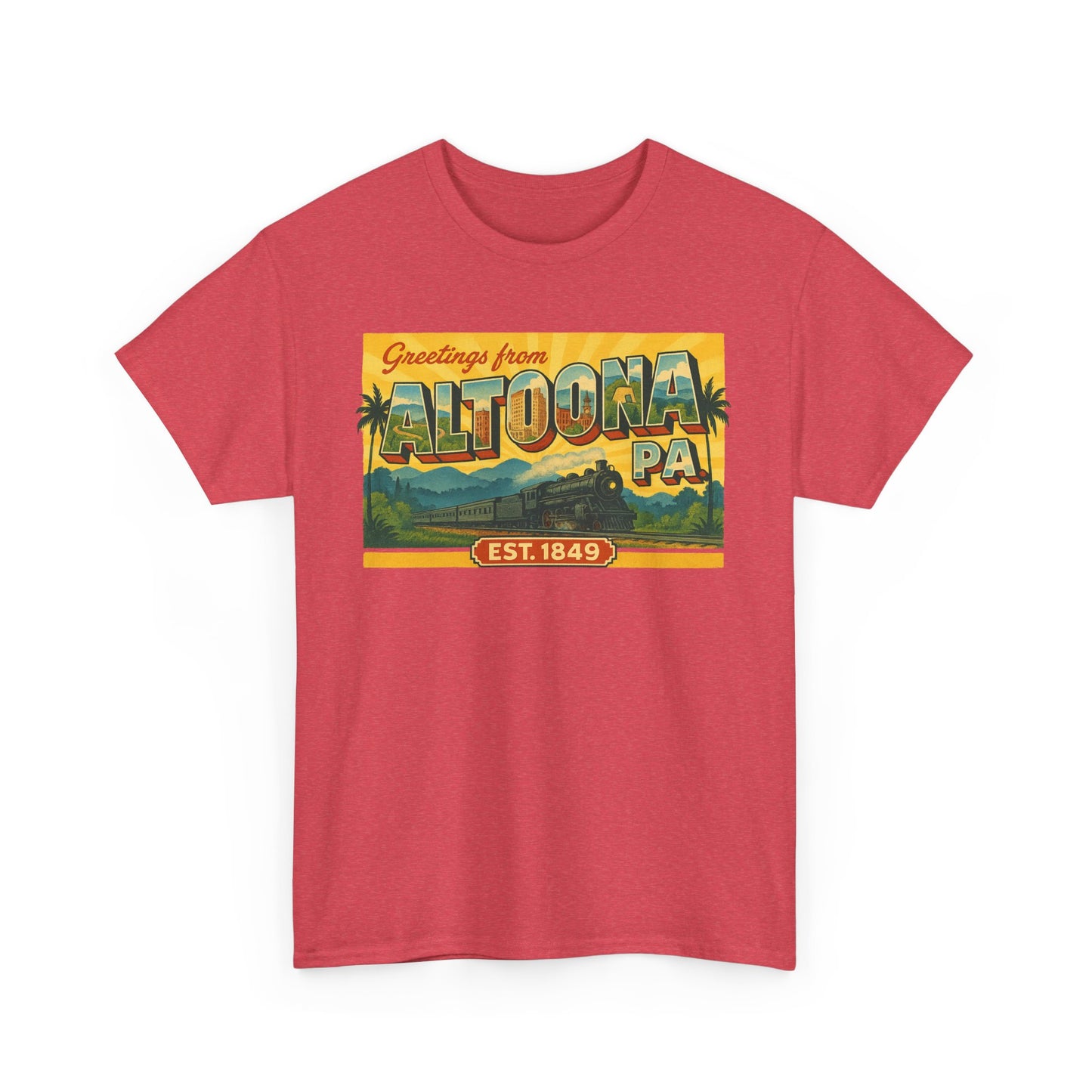 Red Printify T-Shirt with Greetings from Altoona PA souvenir t-shirt vintage design