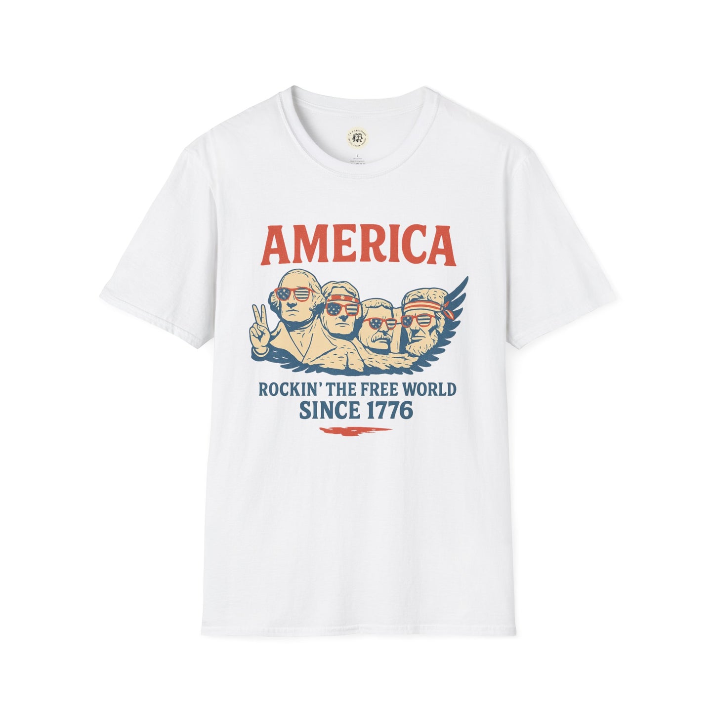 Printify America 1776 patriotic t-shirt with vintage patriotic graphic and slogan on white cotton tee
