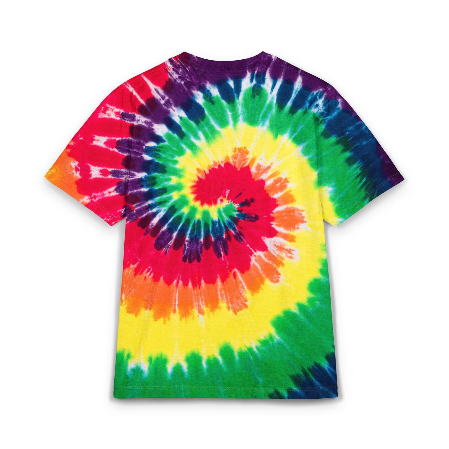 Colorful embroidered tie-dye oversized t-shirt with vibrant spiral pattern by Printify