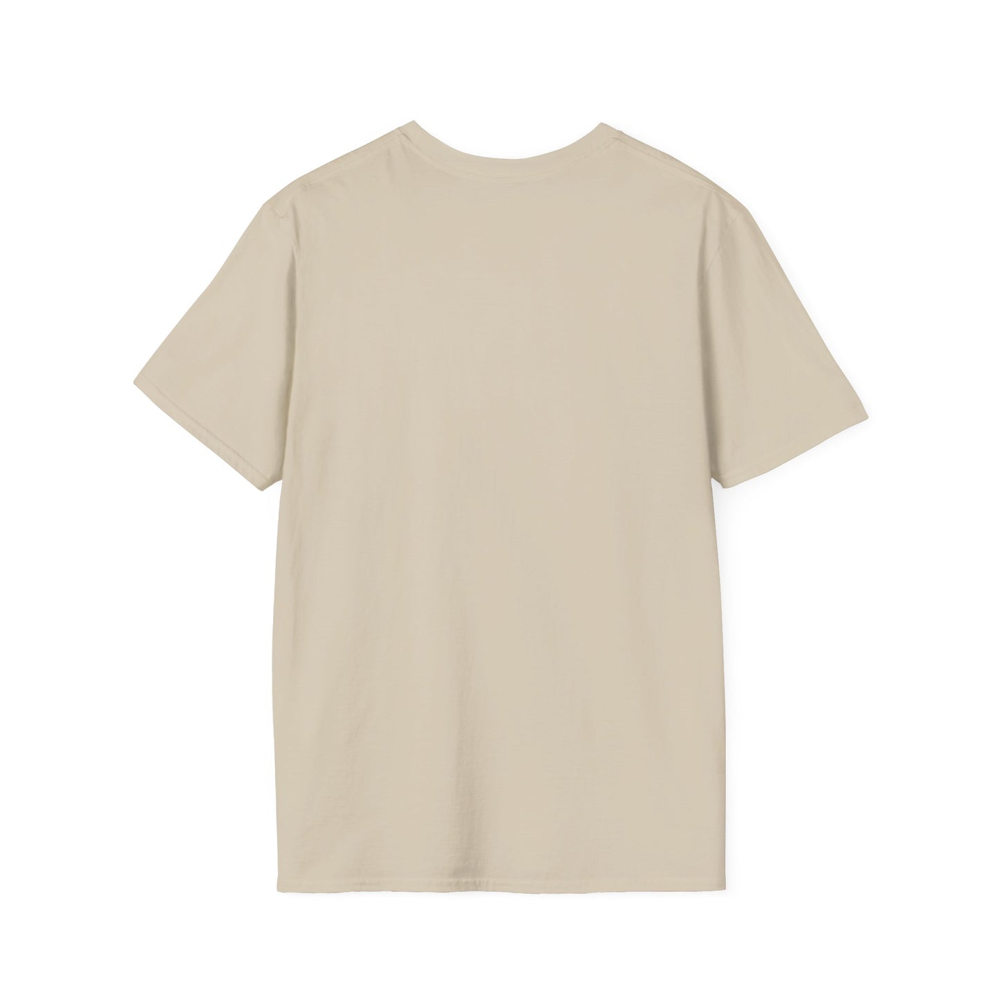 Plain beige Printify t shirt displayed from the back for can't win em all graphic tee