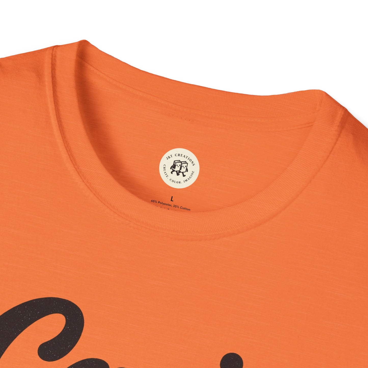 Orange Printify t-shirt close-up featuring can't win em all graphic tee design with crew neckline