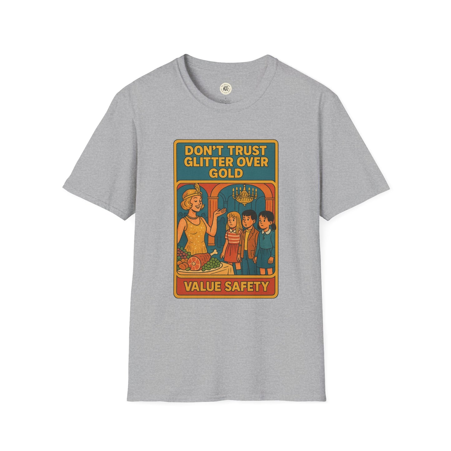 Printify gray Daisy Buchanan retro tee with vintage style illustration and text graphic design