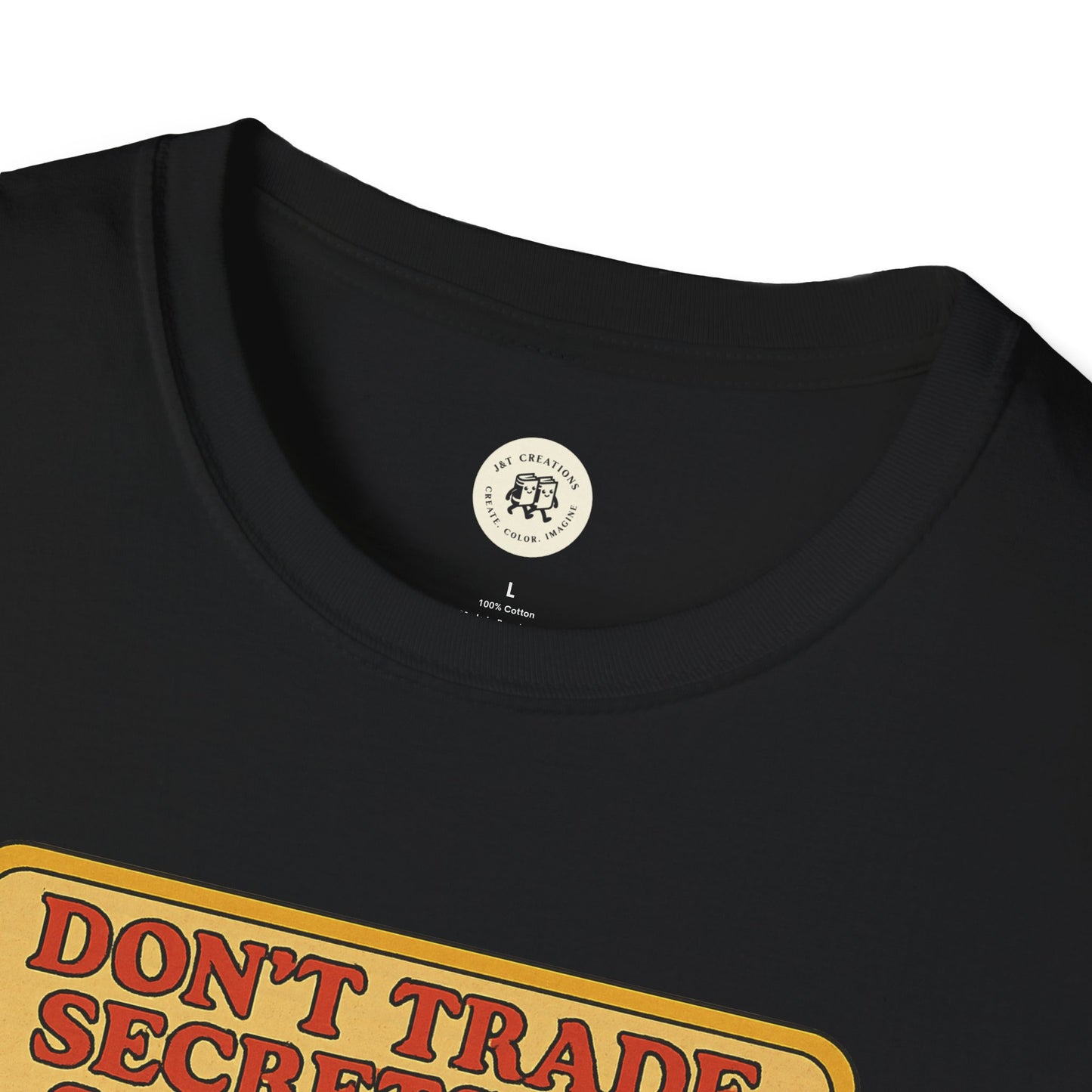 Close-up of black Dorian Gray vintage shirt by Printify featuring retro style text design on cotton fabric