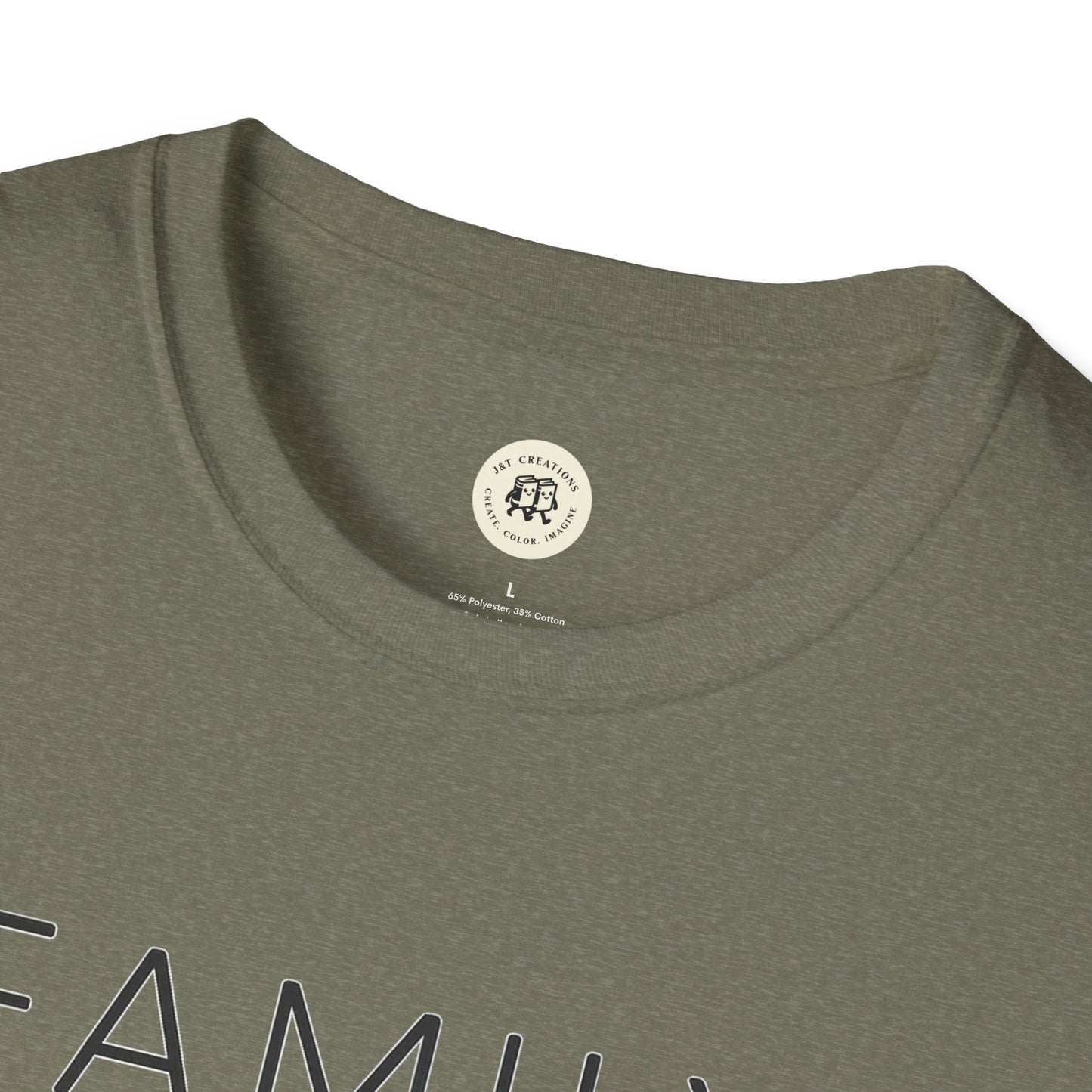 Printify family reunion t-shirt for mom in olive green with crew neck design
